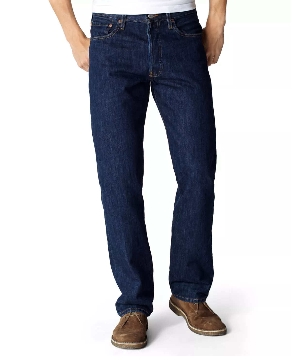 Джинсы Levis Mens 501 Original Fit с ширинкой на пуговицах, не растягивающиеся