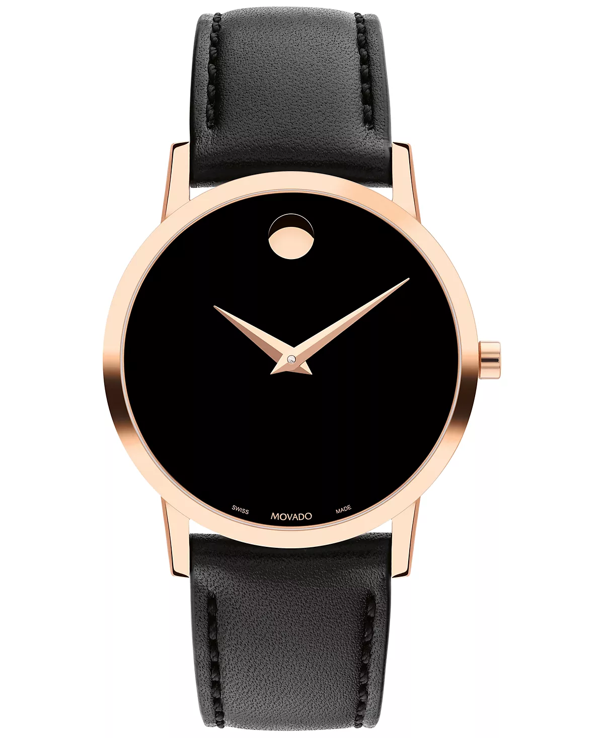 Женские часы Movado Swiss Museum с классическим черным кожаным ремешком 33 мм