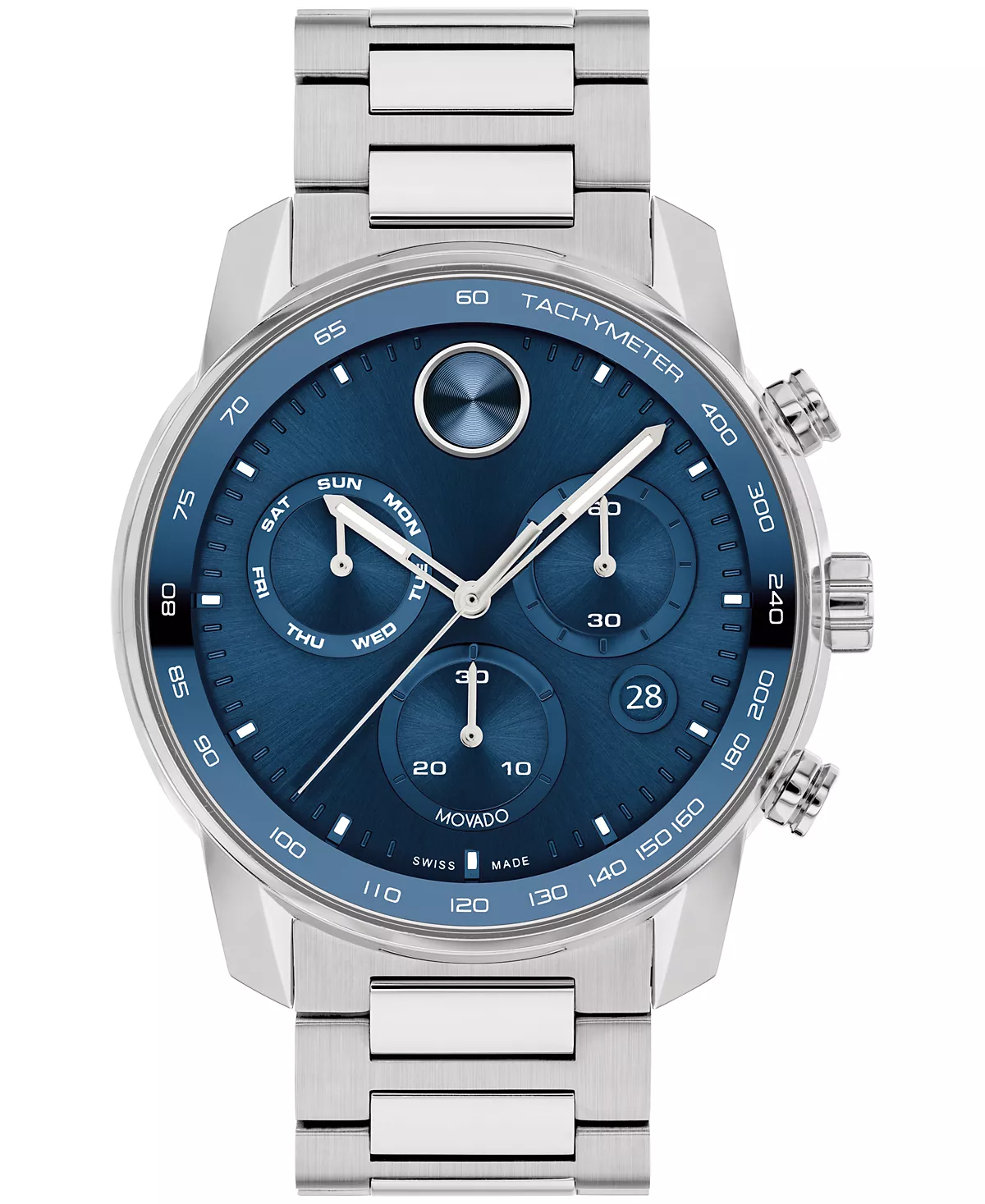 Мужские часы-браслет Movado Bold Verso серебристого цвета с браслетом из нержавеющей стали 44 мм