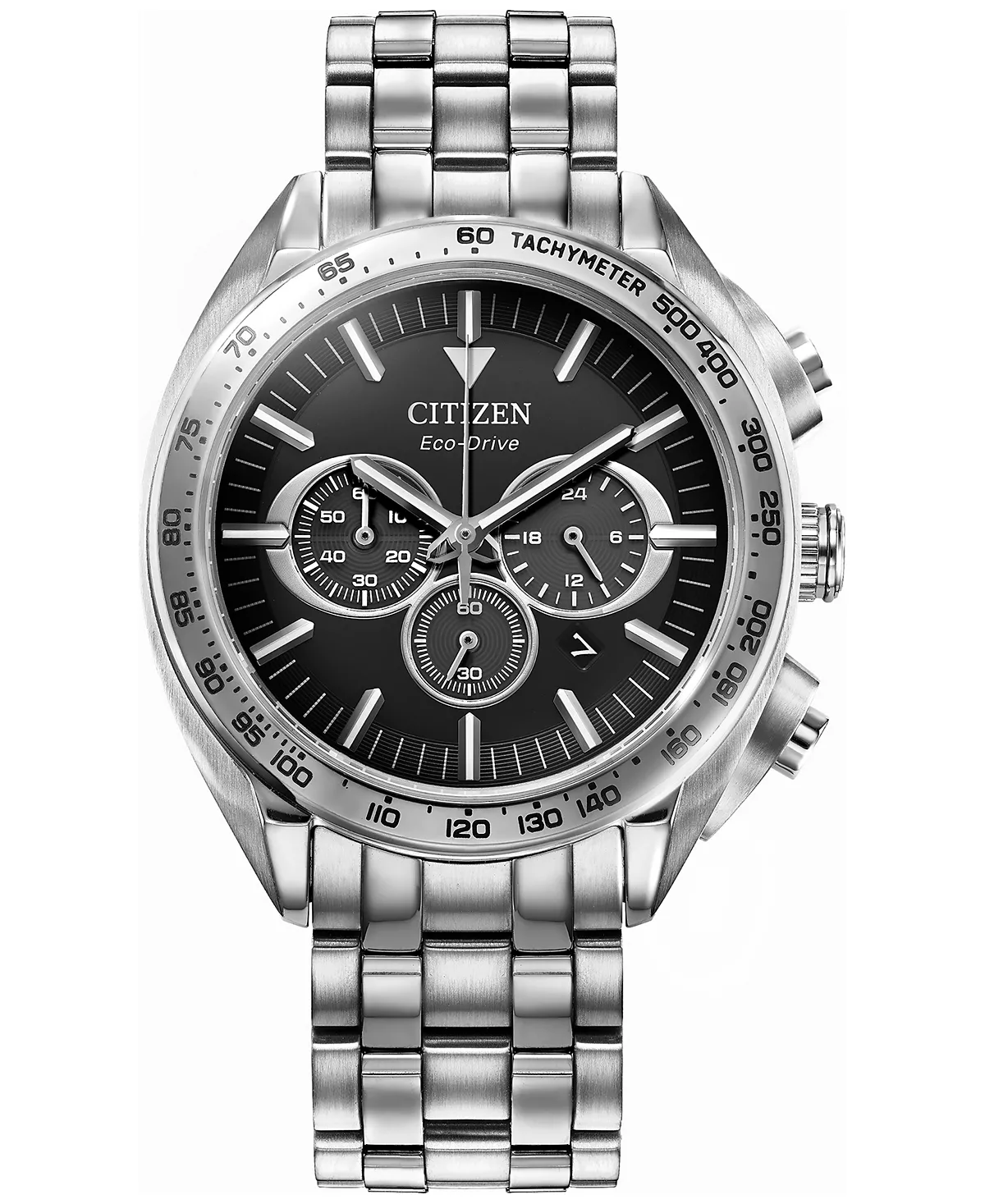 Citizen Eco-Drive Мужские спортивные часы с хронографом класса люкс на браслете из нержавеющей стали 43 мм