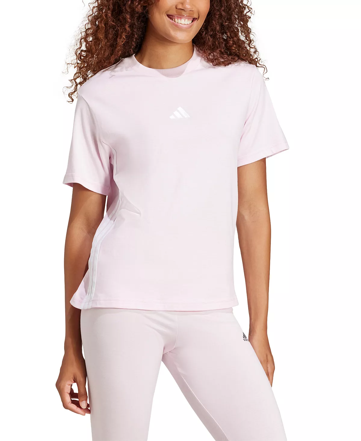 хлопковая футболка adidas Womens Essentials в 3 полосы