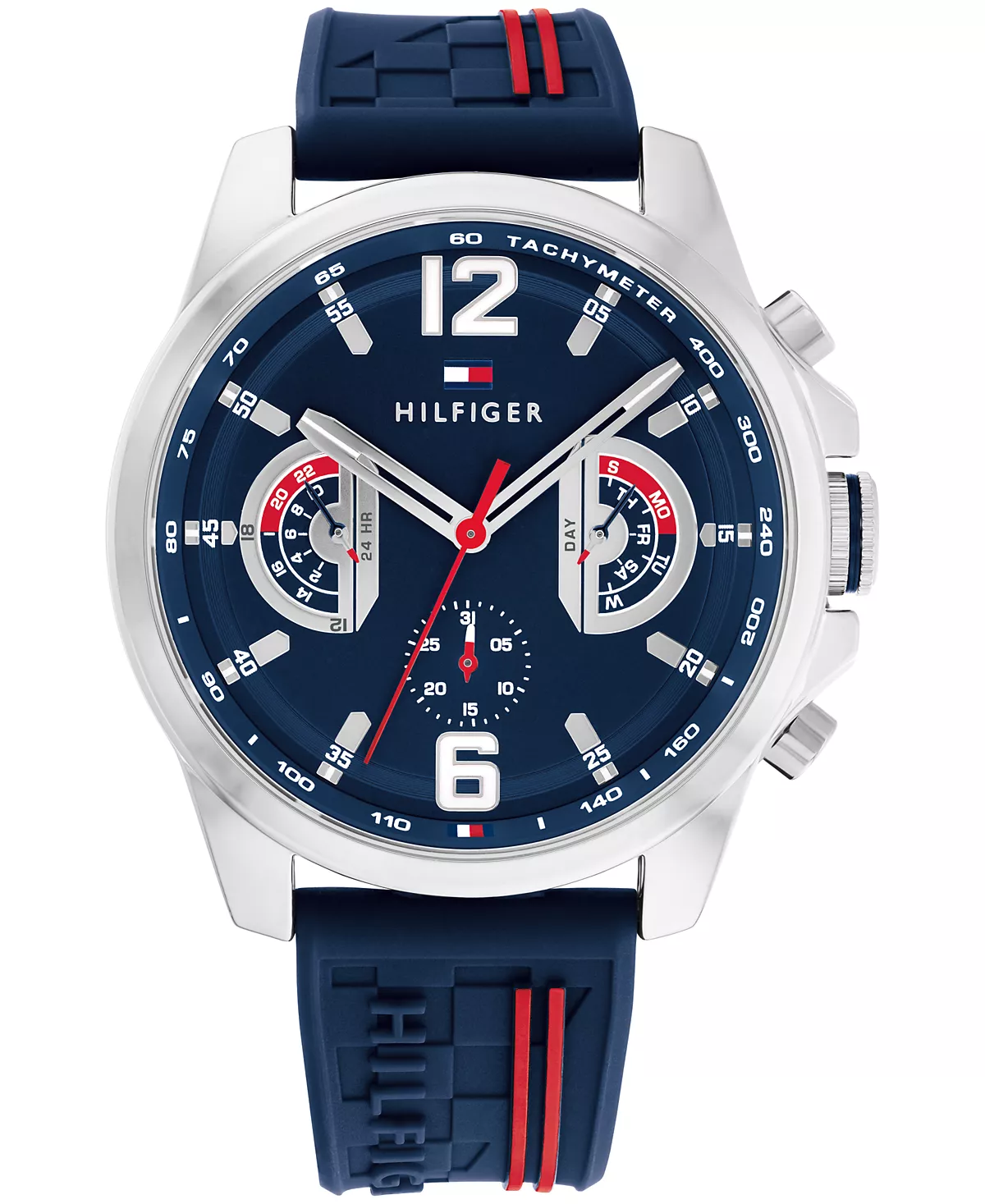 Мужские кварцевые темно-синие силиконовые часы Tommy Hilfiger 46 мм