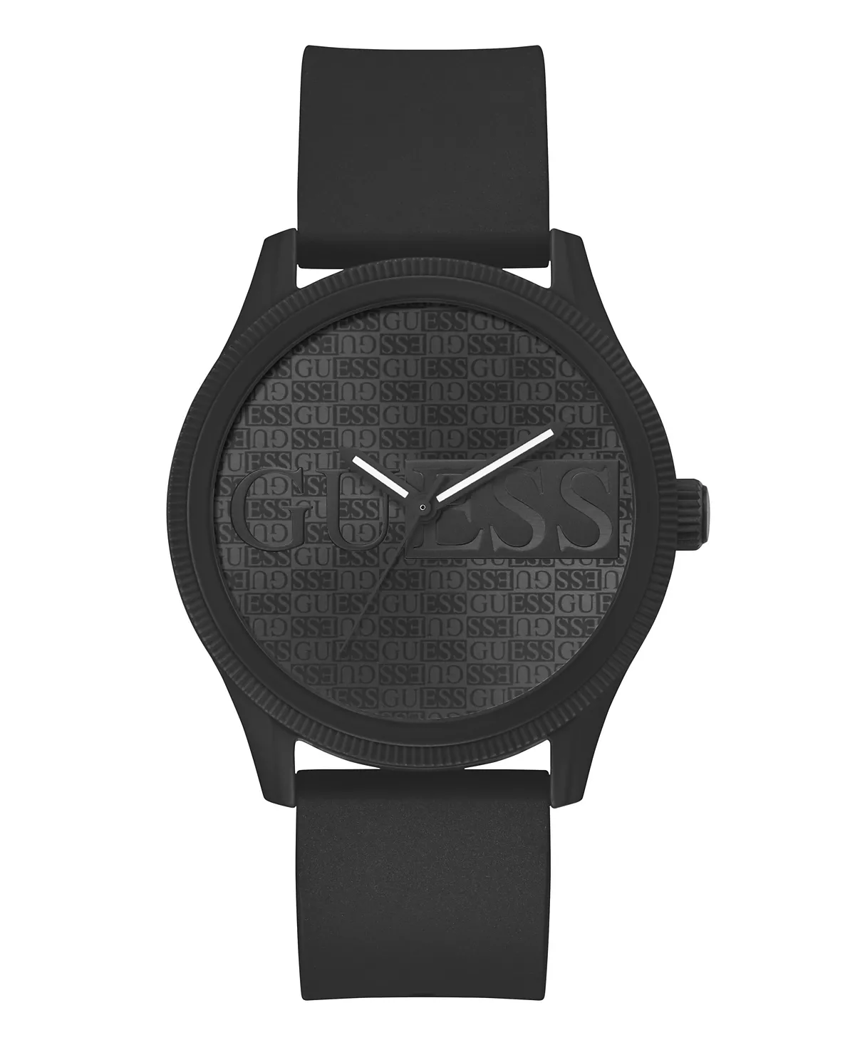 Мужские аналоговые часы GUESS из черного силикона 45 мм