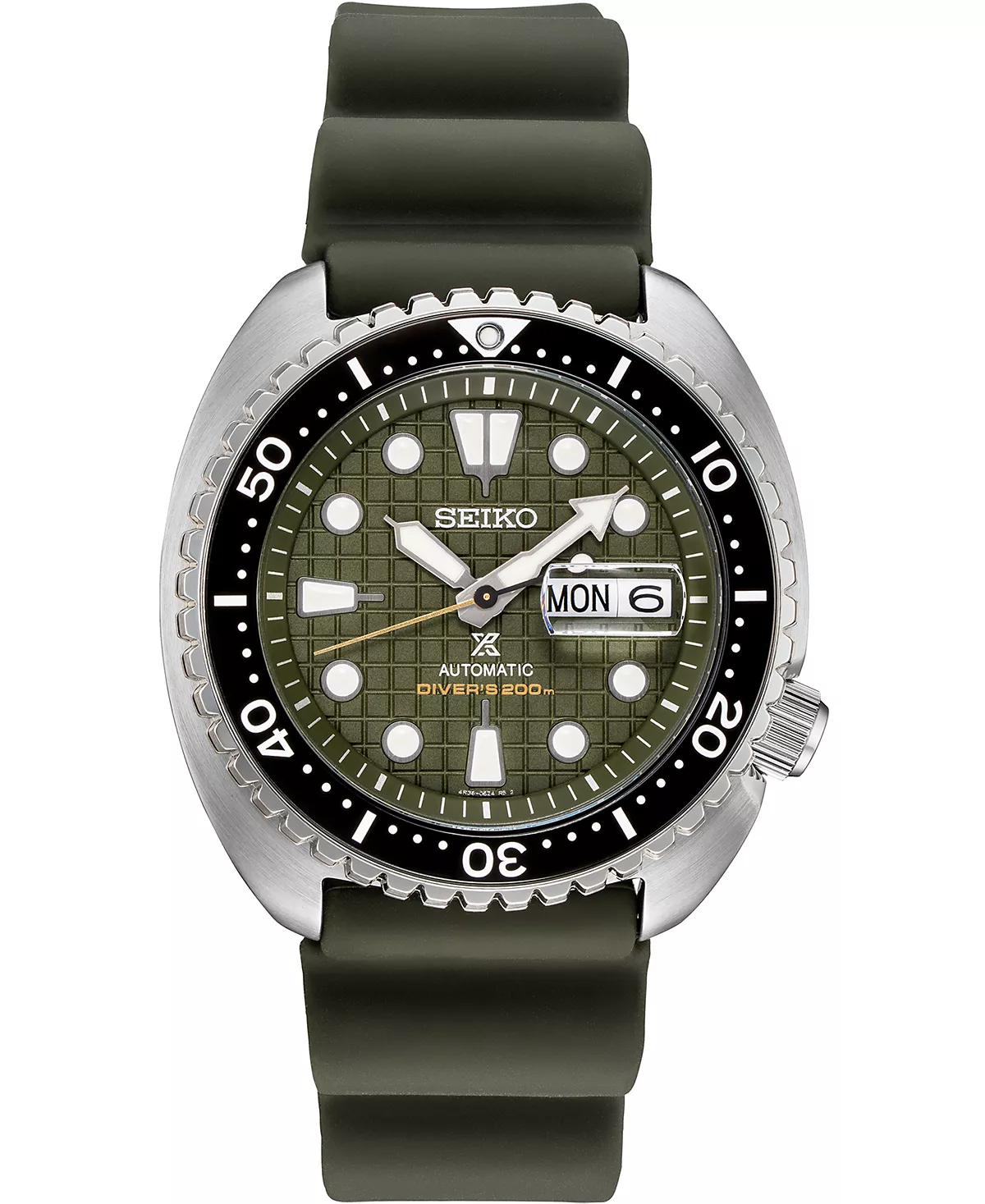 Мужские автоматические часы Seiko Prospex King Turtle с зеленым силиконовым ремешком 45 мм - Специальное издание