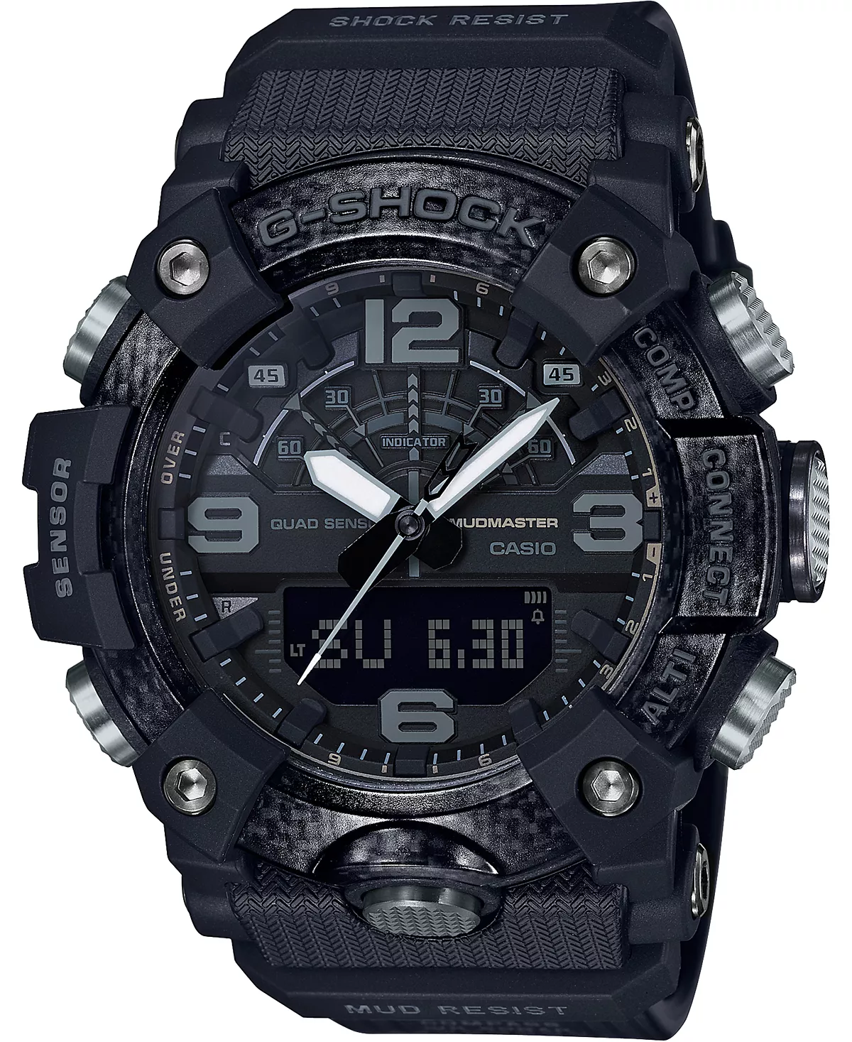 Мужские аналогово-цифровые часы G-Shock Mudmaster с черным ремешком из смолы, 53 мм