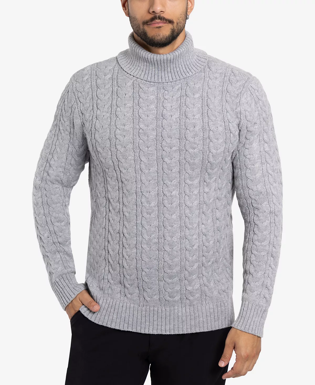 Рентгеновский мужской свитер с круглым вырезом из кабельной вязки 14790₽
