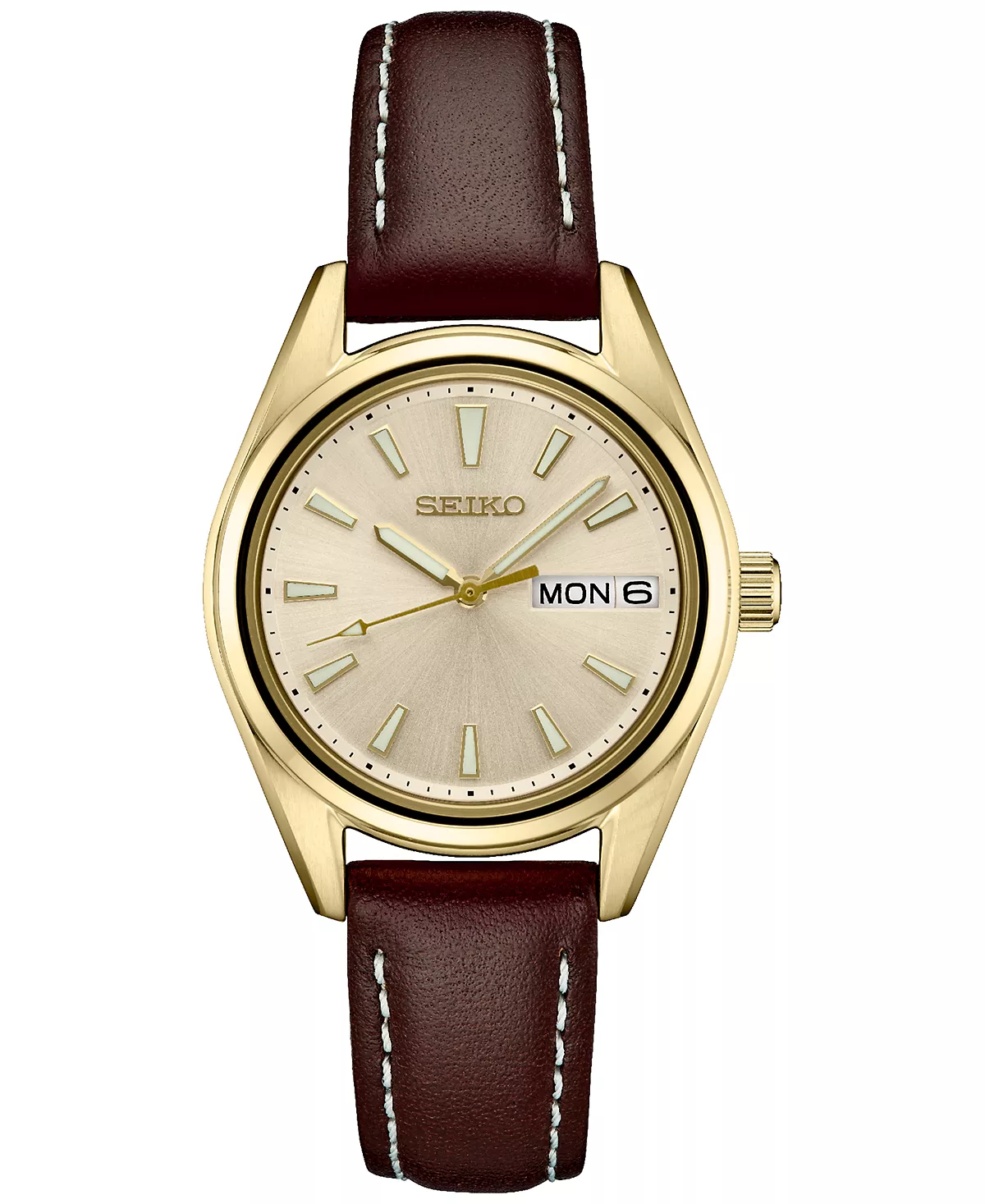 Часы Seiko Womens Essentials с коричневым кожаным ремешком 30 мм