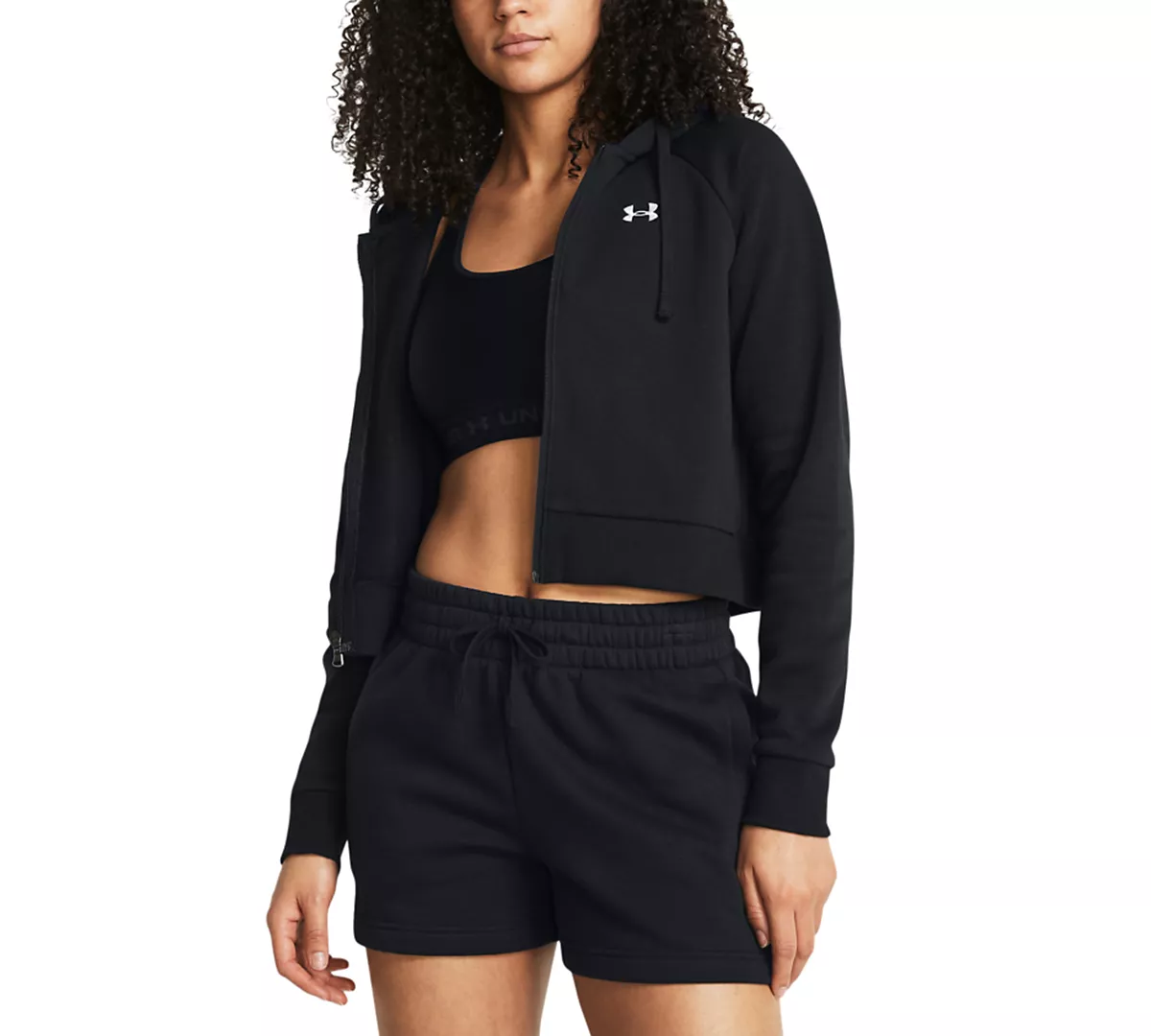 Укороченная флисовая толстовка с капюшоном на молнии Under Armour Womens Rival