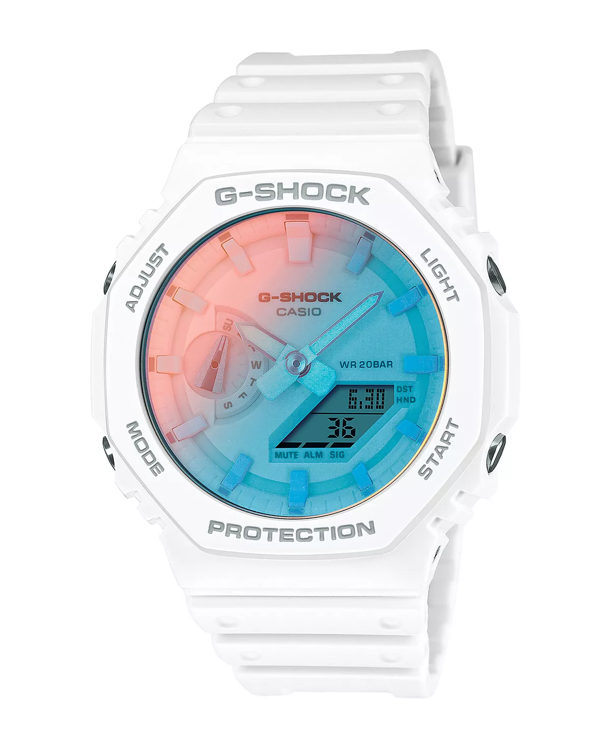 Мужские аналогово-цифровые часы G-Shock из белой смолы, 45,4 мм GA2100TL-7A