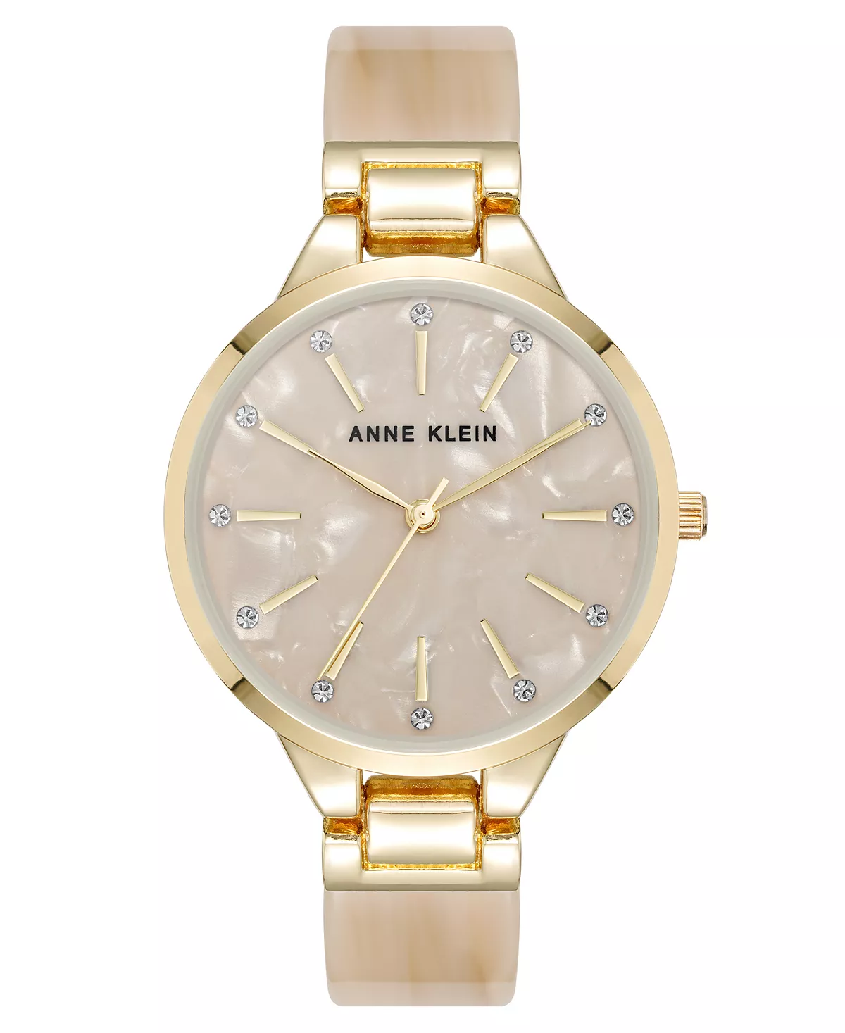 Женские кварцевые часы Anne Klein Boyfriend Tan из ацетата и золотистого металлического сплава с браслетом, 35,5 мм