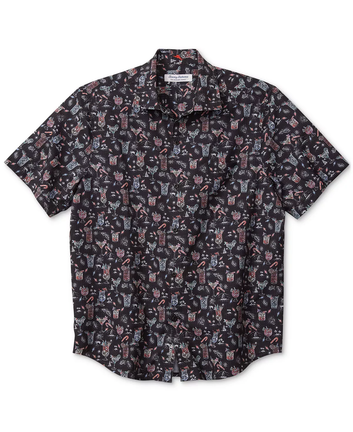 Мужская рубашка Tommy Bahama Bahama Coast с коротким рукавом и принтом Boozy Night спереди на пуговицах 14590₽