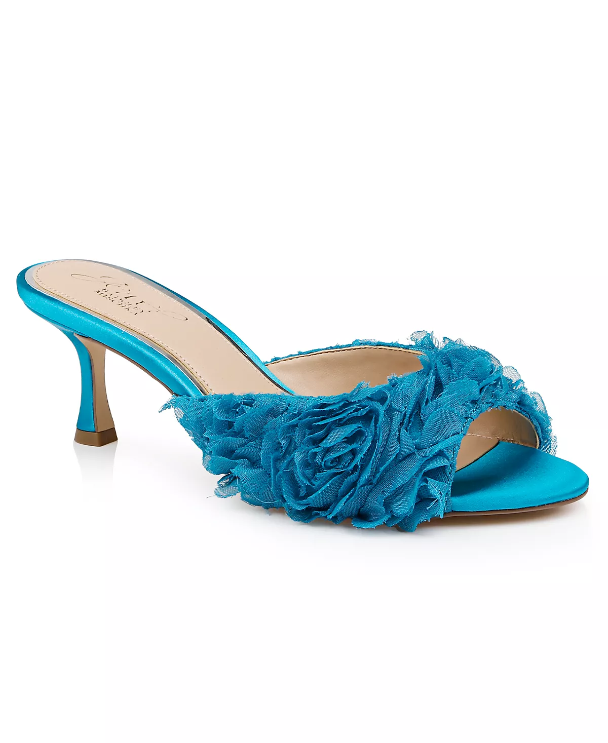 Женское алое платье Jewel Badgley Mischka босоножки-слайдеры 18790₽