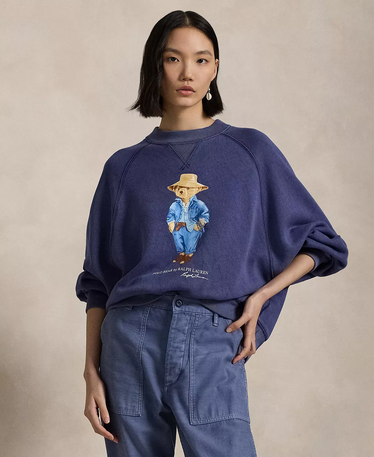 Женская флисовая толстовка Polo Ralph Lauren Polo Bear Oversize с круглым вырезом горловины
