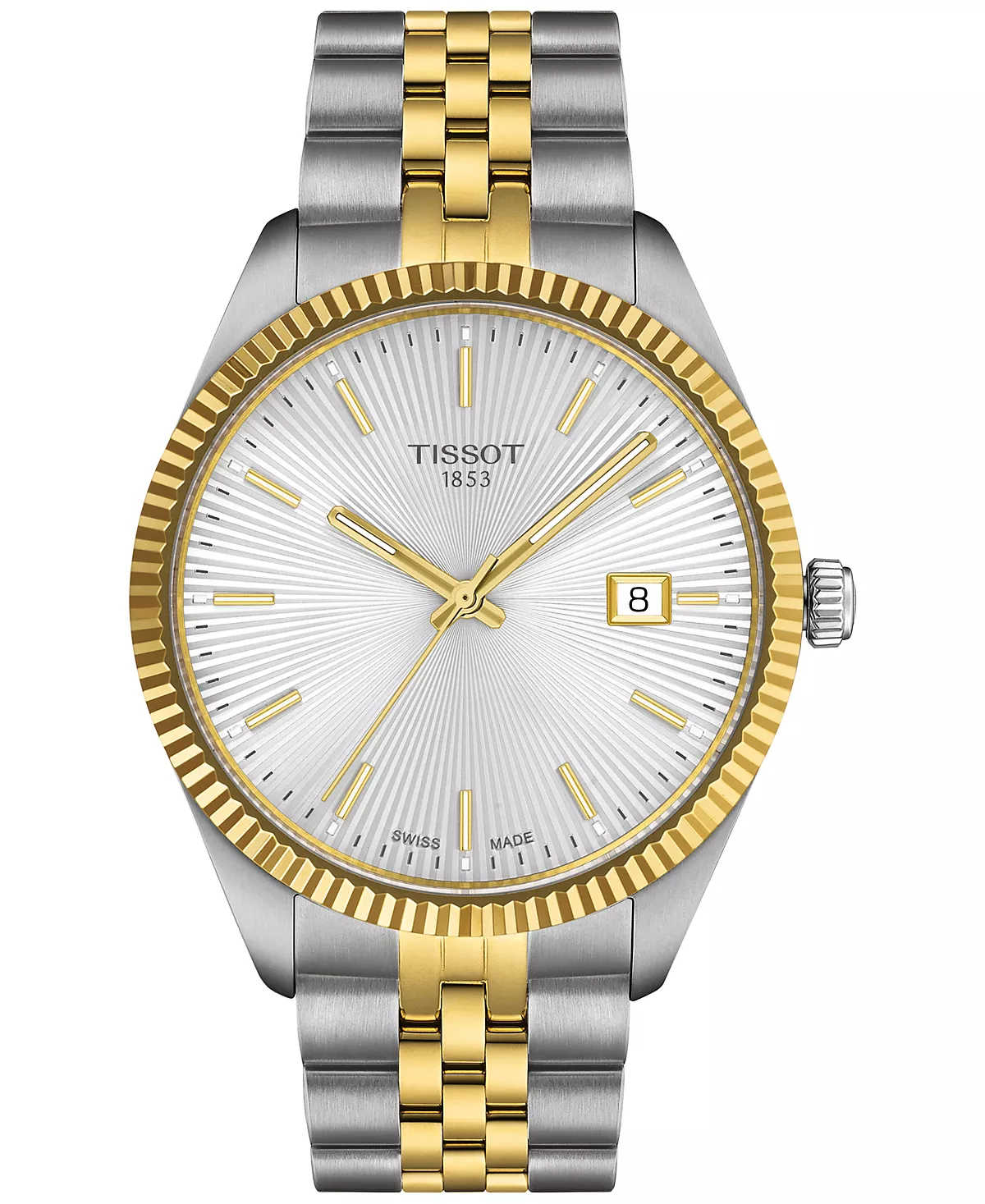Мужские швейцарские часы Tissot Ballade с двухцветным браслетом из нержавеющей стали 40 мм