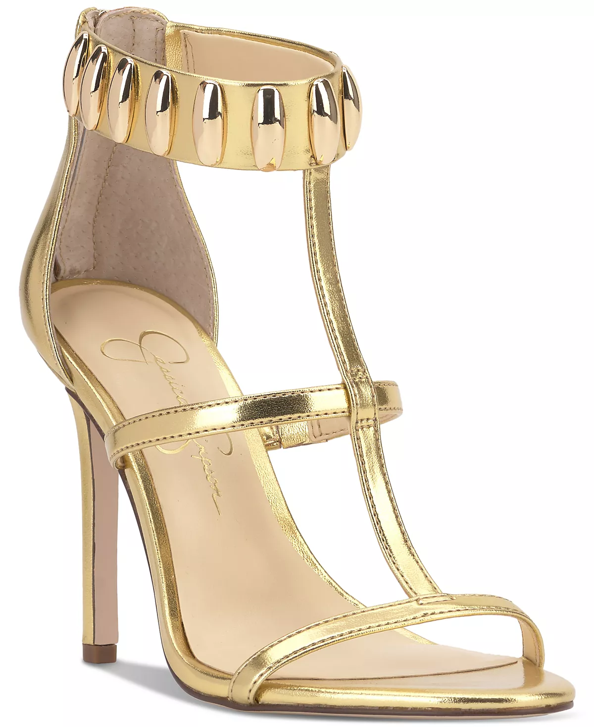 Женские босоножки на шпильке Jessica Simpson Juniya с Т-образным ремешком и заклепками 18790₽