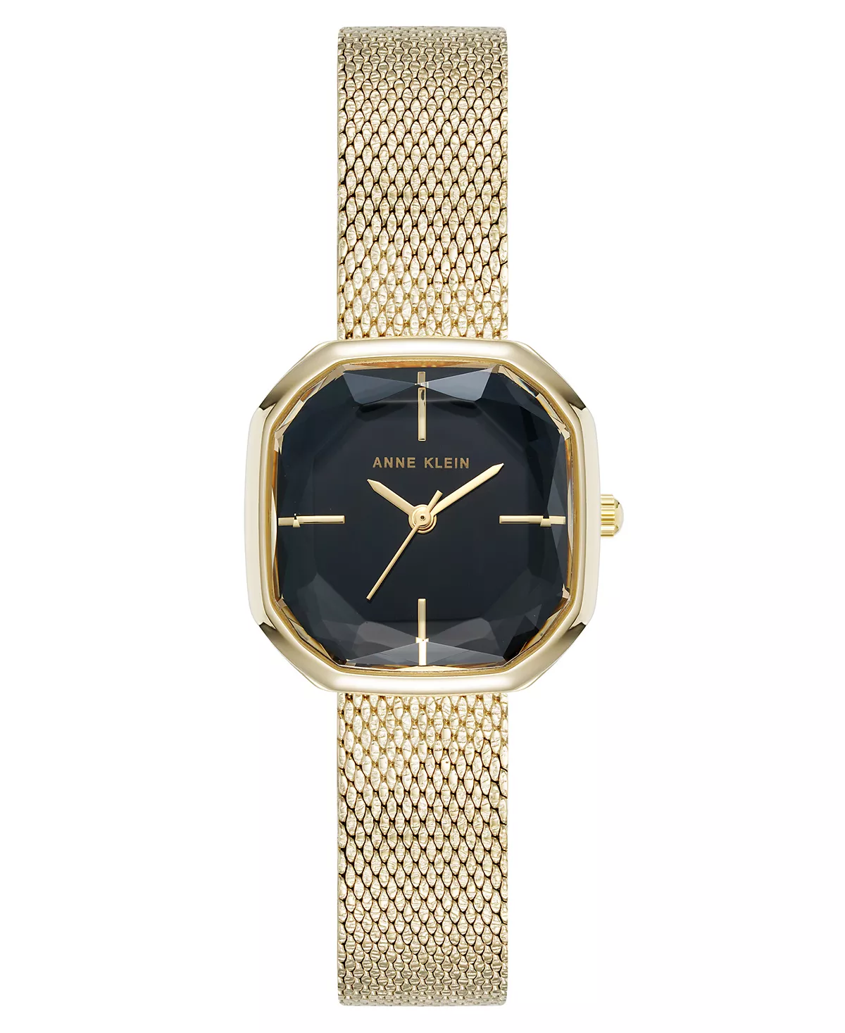 Женские кварцевые часы Anne Klein с восьмиугольным браслетом из нержавеющей стали в черных и золотистых тонах, 24 мм