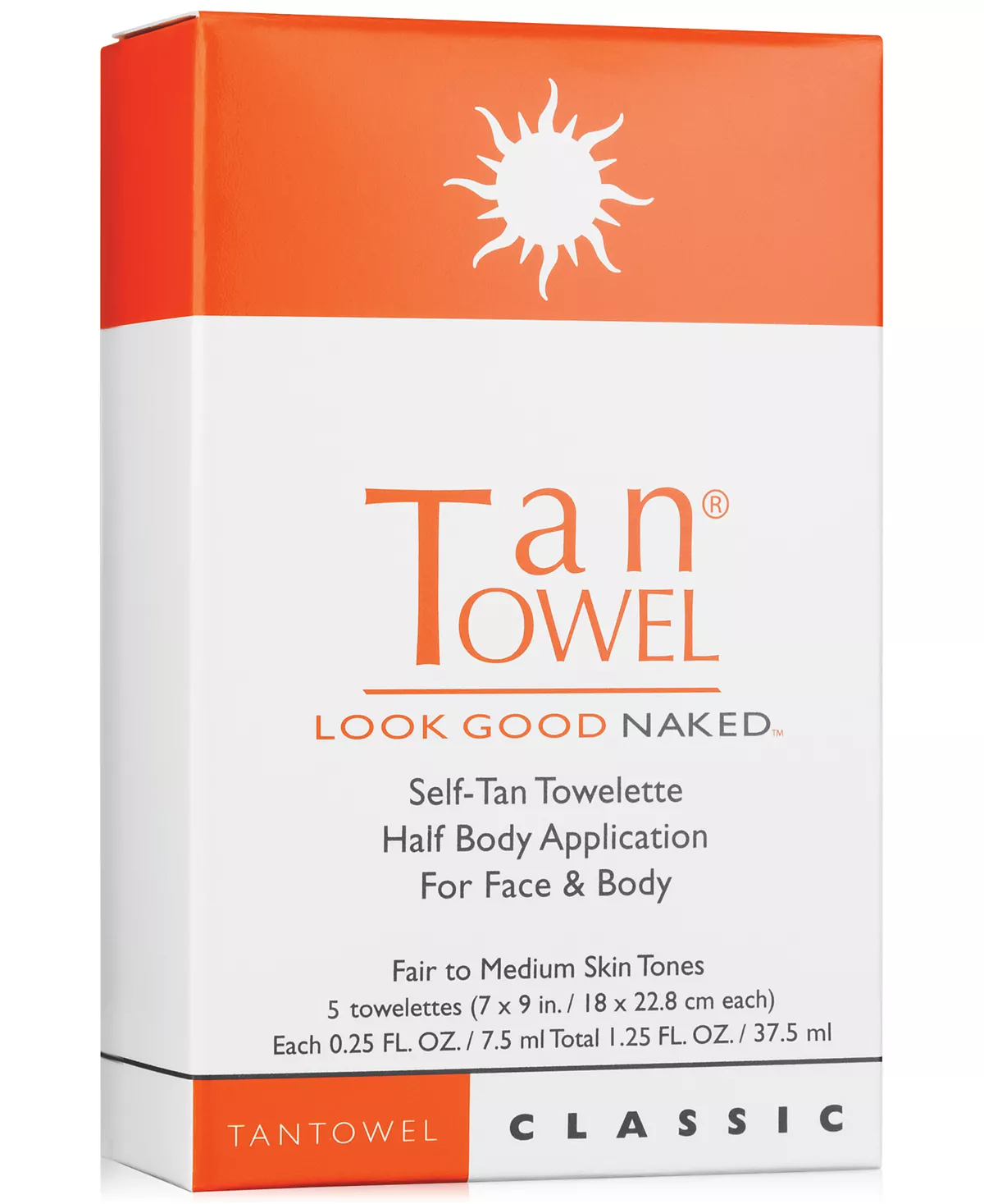 Классическое полотенце для самозагорания TanTowel Half Body, 5 шт.