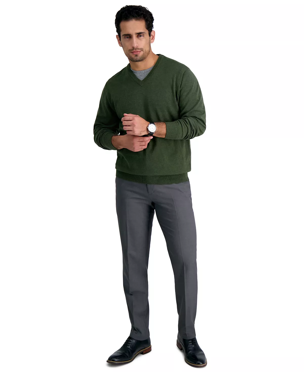 Мужские облегающие брюки Haggar Mens Premium Comfort с высокой посадкой и эластичной резинкой спереди 7990₽