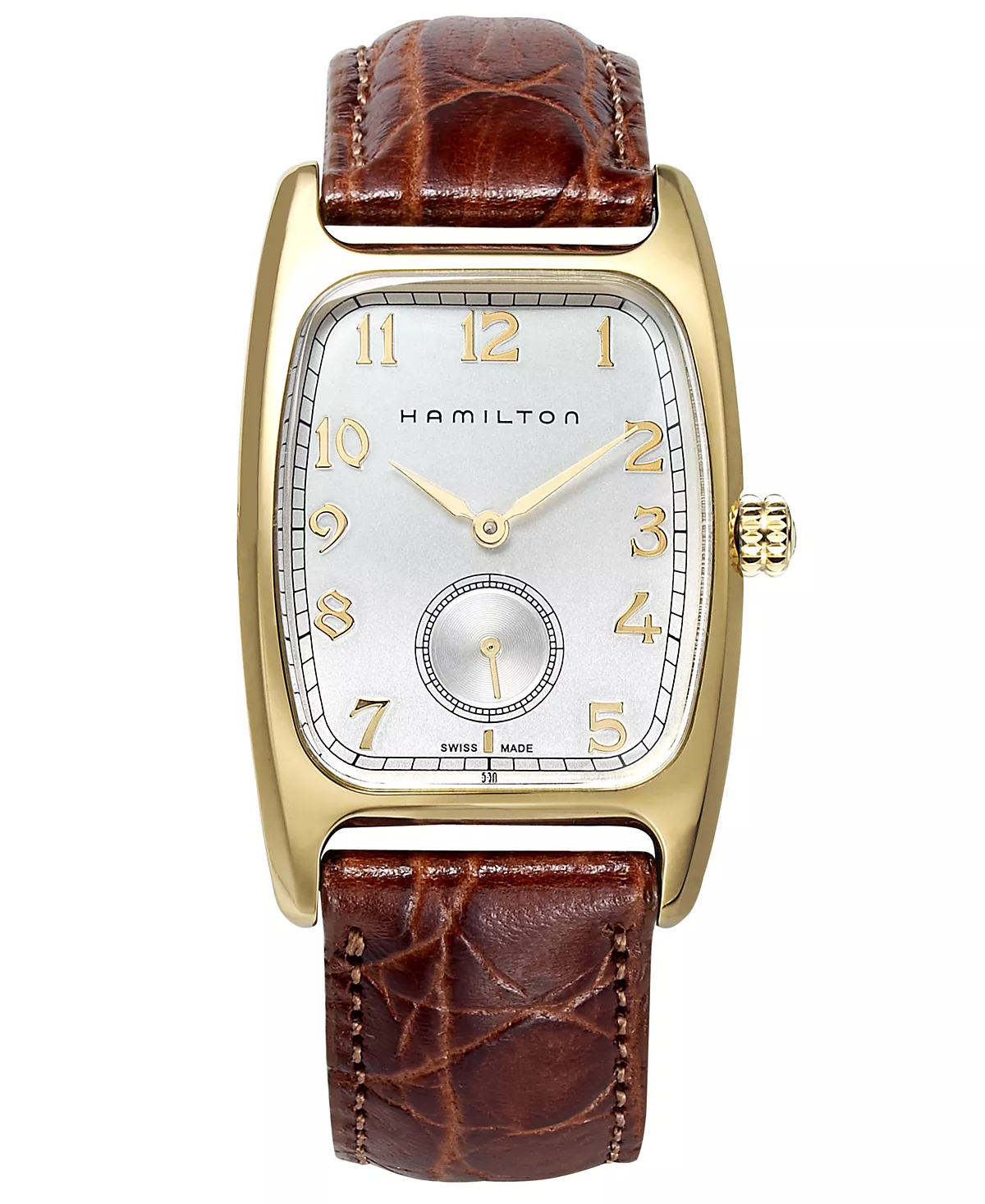 Мужские швейцарские часы Hamilton Boulton с коричневым кожаным ремешком 27 мм H13431553