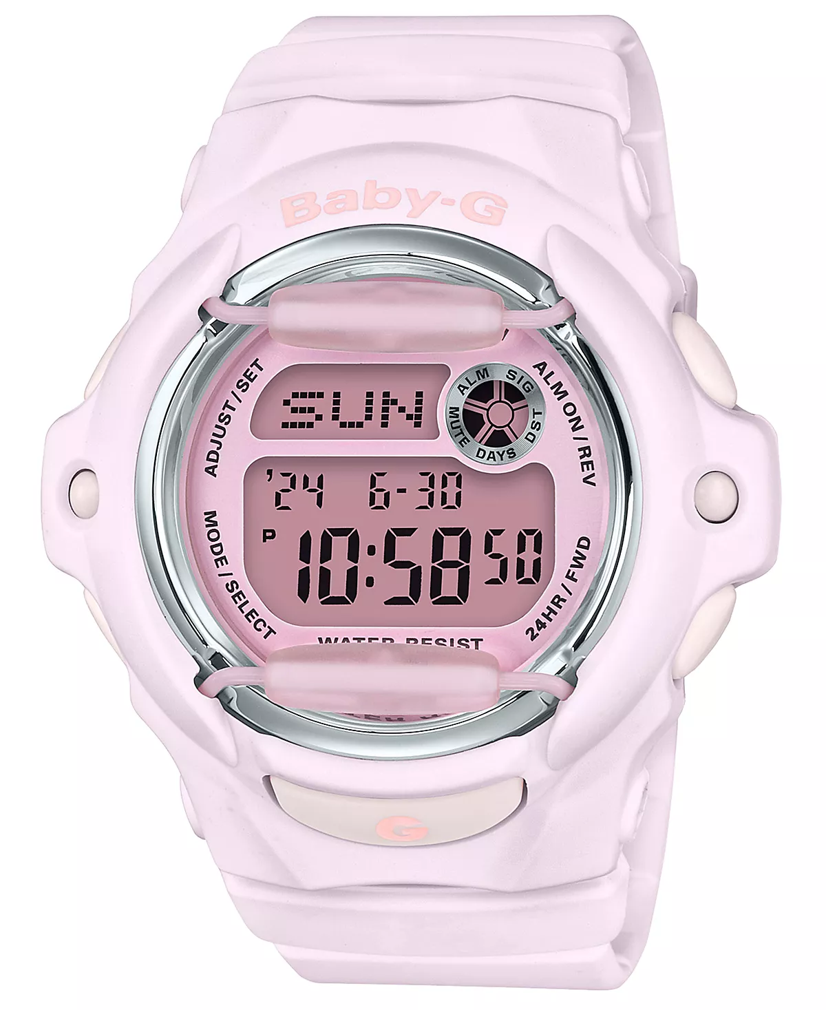 Женские цифровые часы G-Shock Baby-G с розовым ремешком из смолы, 42,6 мм