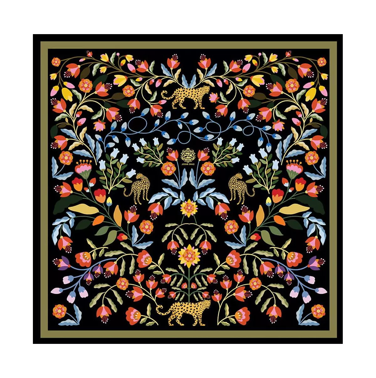 Джесси Чжао Нью-Йоркский двусторонний шелковый шарф ночного воображения