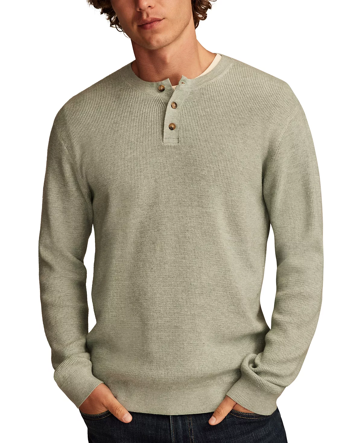 Мужской свитер Henley в рубчик от Lucky Brand Mens Shaker 9090₽