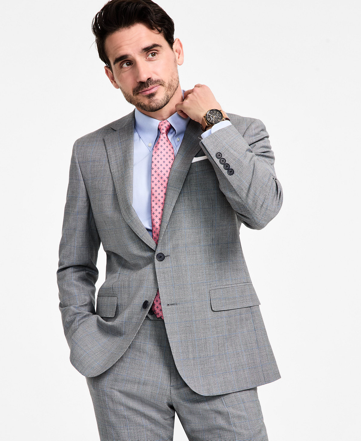 Brooks Brothers B by Brooks Brothers Мужской пиджак классического кроя из эластичной полушерстяной ткани Windowpane 85690₽