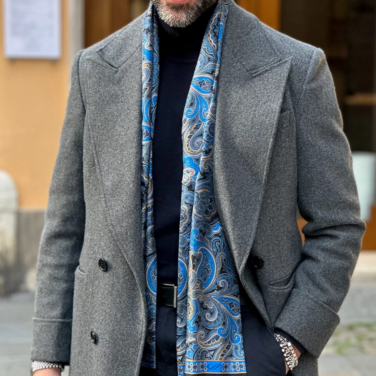 Elizabetta Elizabetta Mens Sorrento - Шелковый шарф на шерстяной основе для мужчин