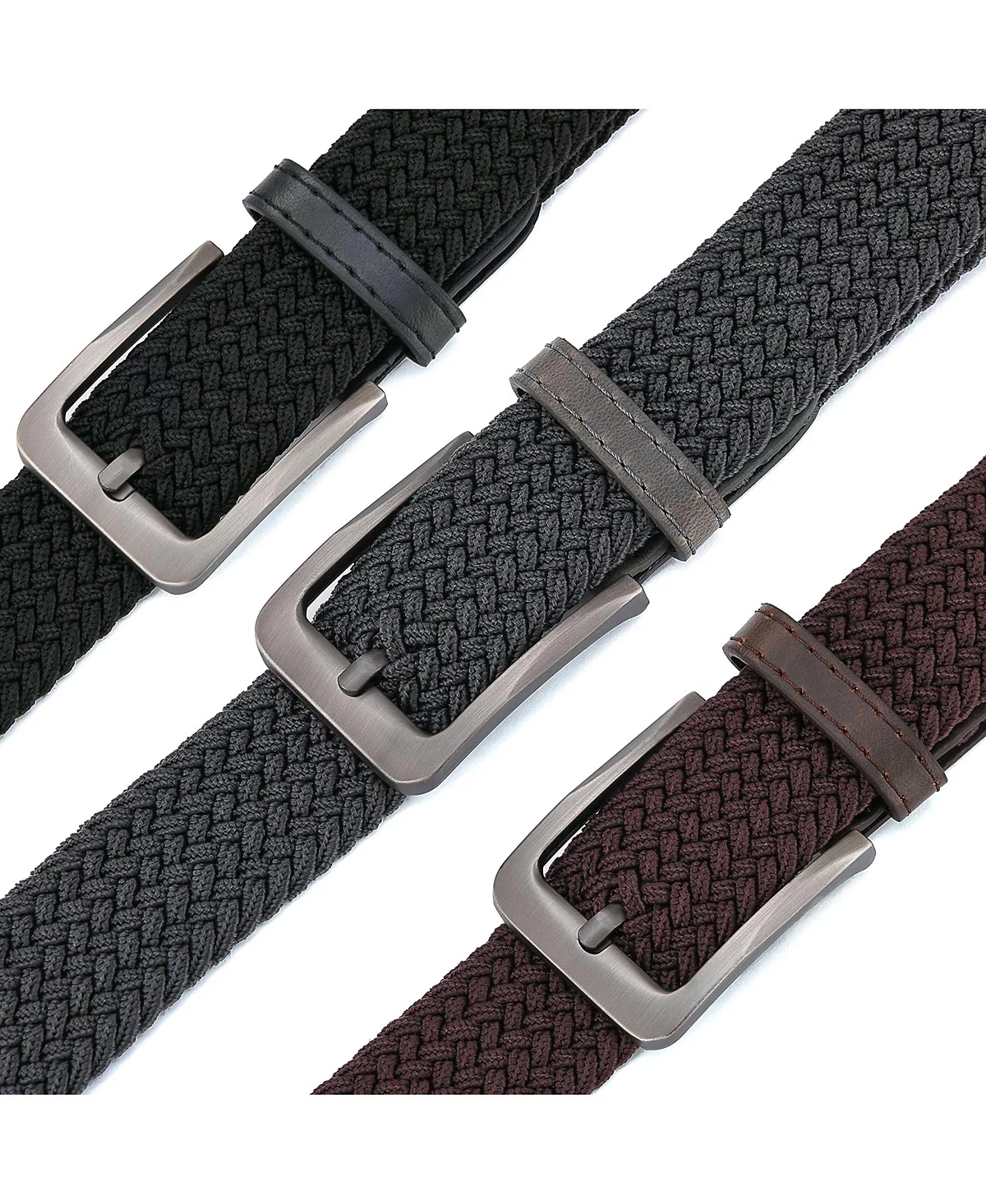 Gallery Seven Галерея Семь мужских эластичных плетеных стрейч-поясов в упаковке из 3 штук
