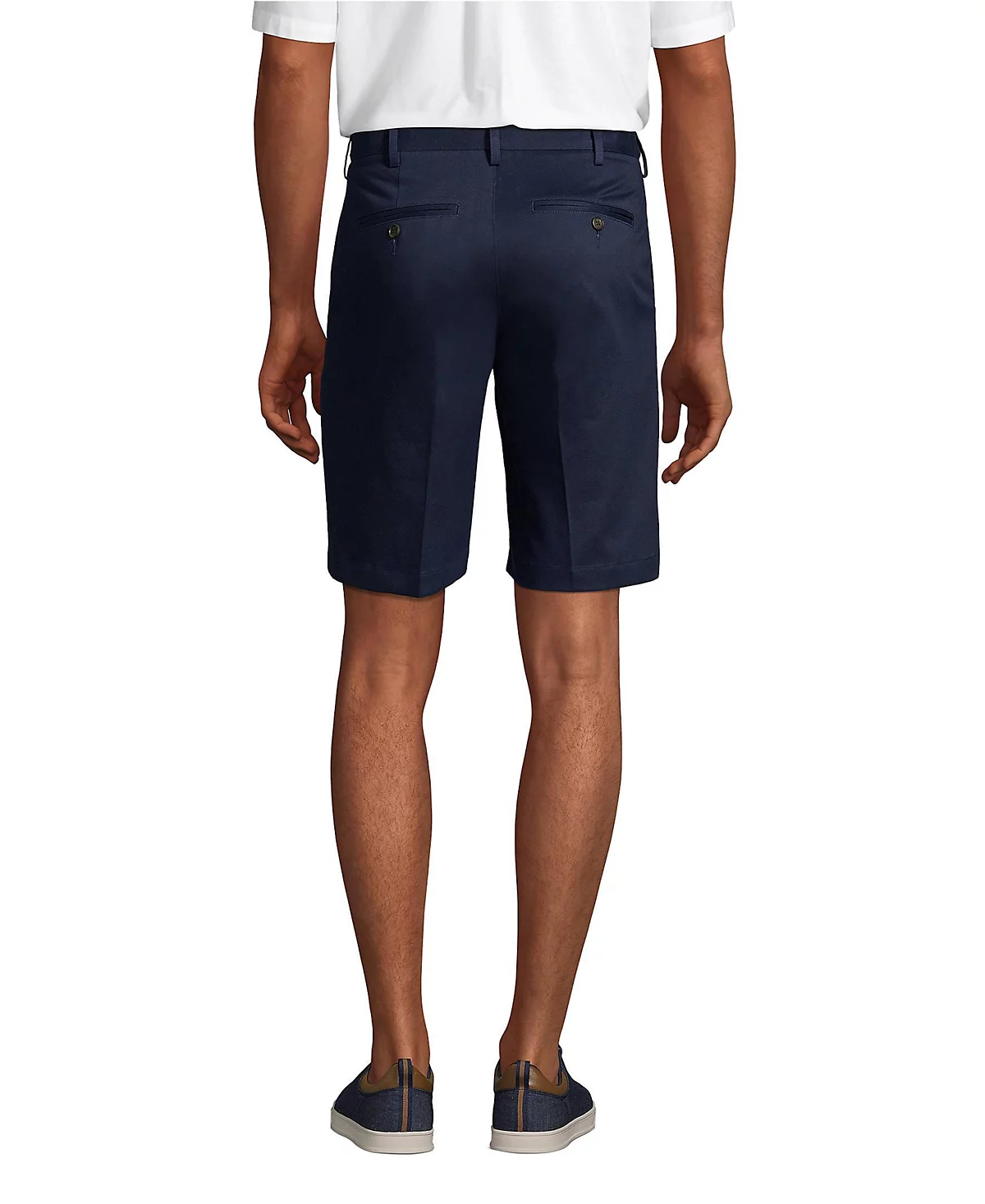 Lands End Мужские джинсы Lands End без застежки, Комфортная талия 9 дюймов, Однотонный короткий Чино спереди