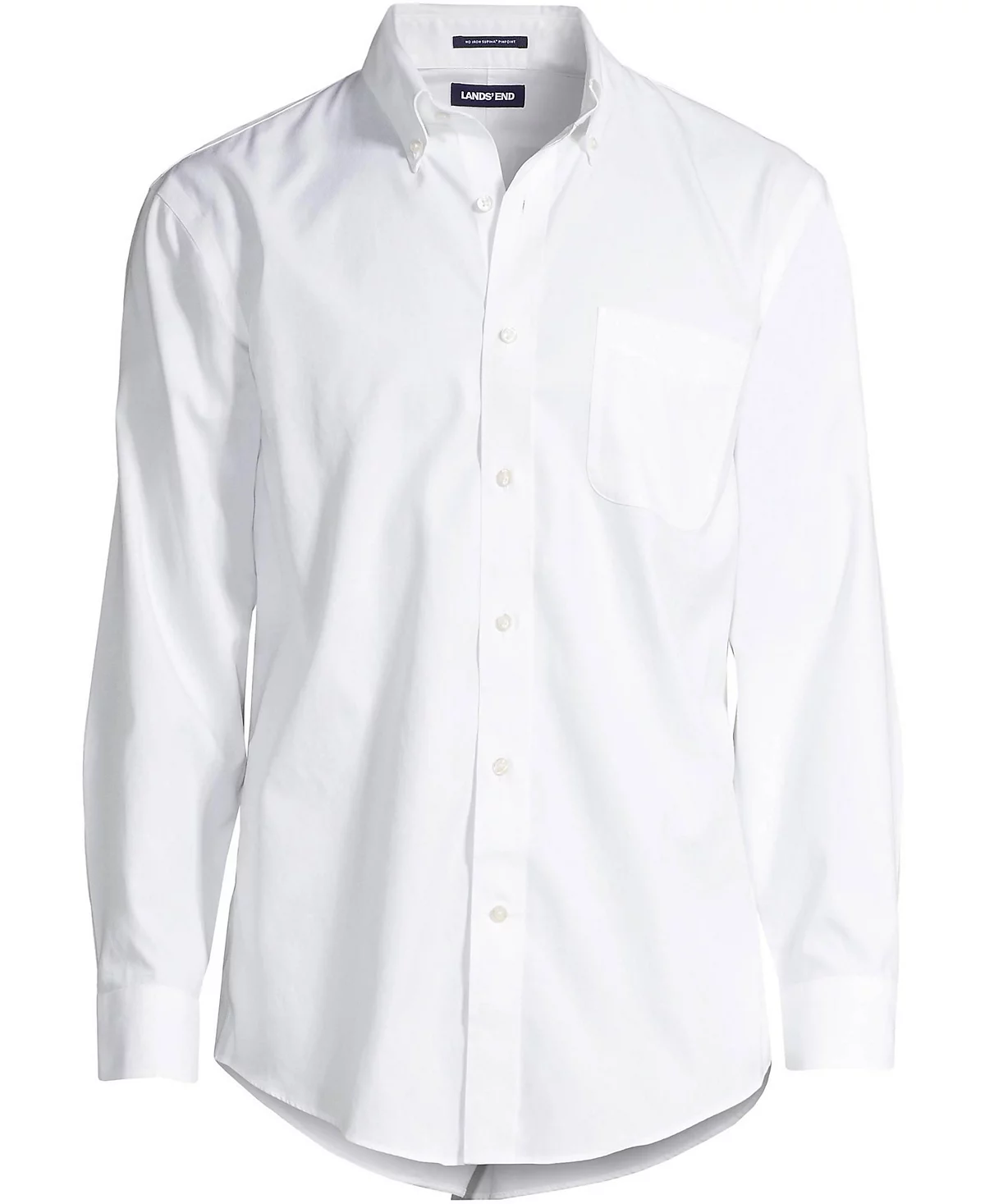 Мужская рубашка традиционного покроя Lands End Lands End однотонная без застежки с воротником-стойкой Supima застегивающимся на все пуговицы 14290₽
