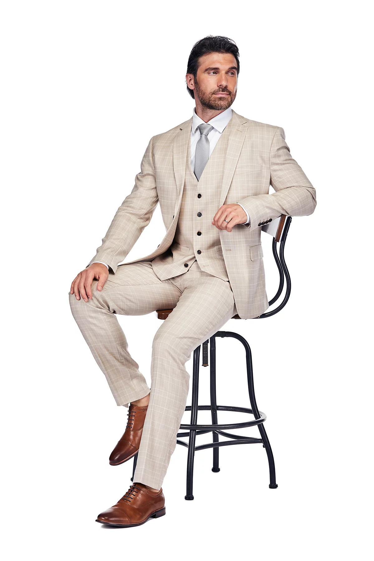 Мужской костюм в клетку Gino Vitale Slim Fit из 3 предметов 75890₽