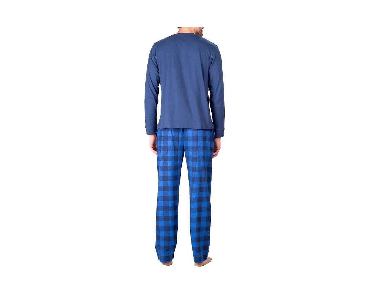 Sleep Hero Мужской пижамный комплект из трикотажа Henley с воротником-стойкой Sleep Hero
