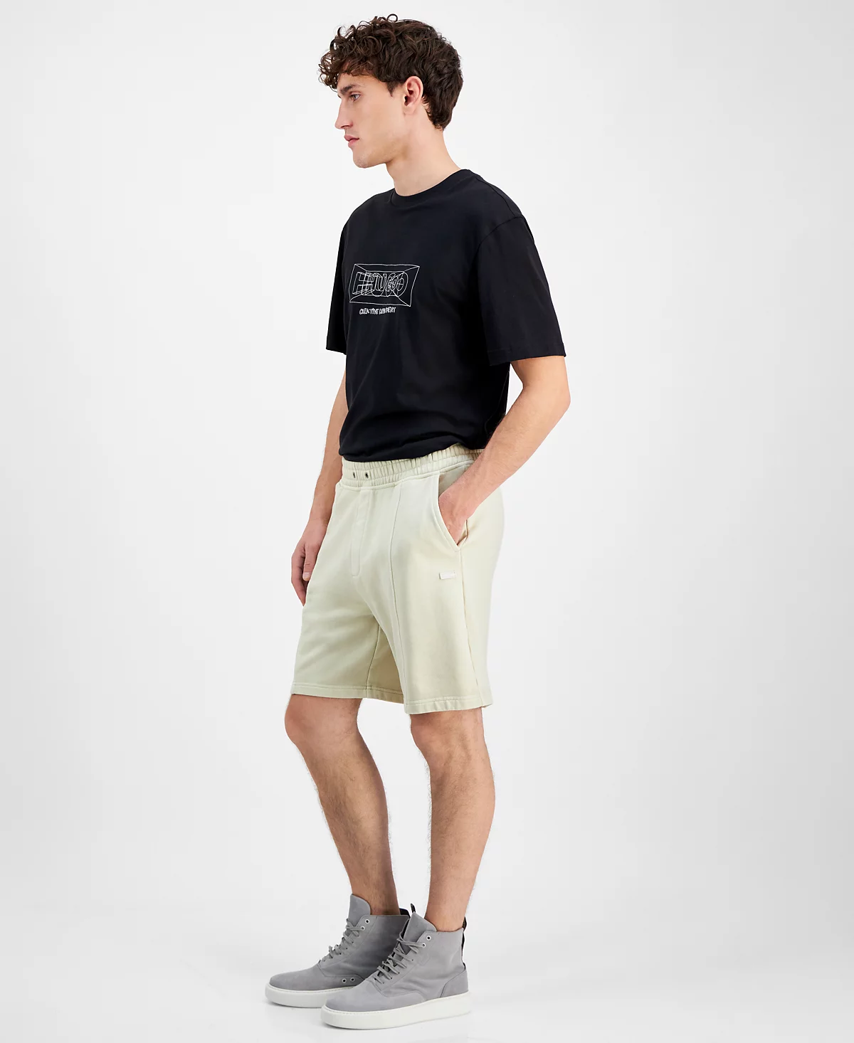 Hugo Boss Мужские шорты Hugo Boss с эластичным поясом Nuralpo French Terry 7-2/3