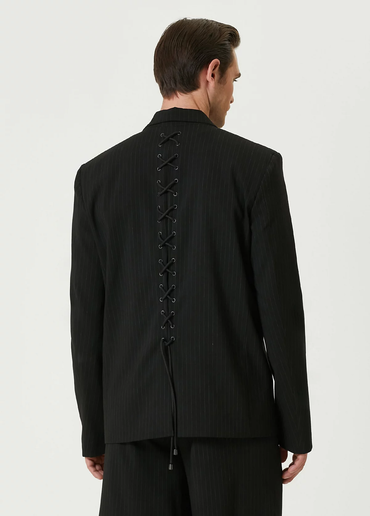 PCFG PCFG Мужской блейзер в полоску с застежкой на пуговицы - Черный как смоль 65290₽