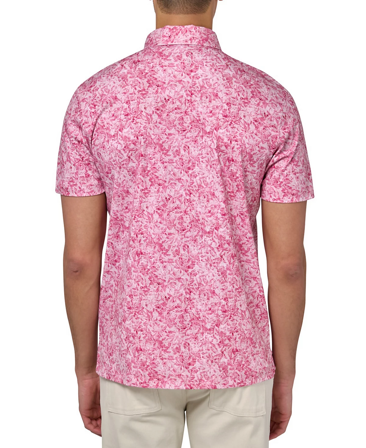 Brooklyn Brigade Мужская приталенная рубашка поло из мерсеризованного хлопка без морщин с абстрактным цветочным принтом Brooklyn Brigade