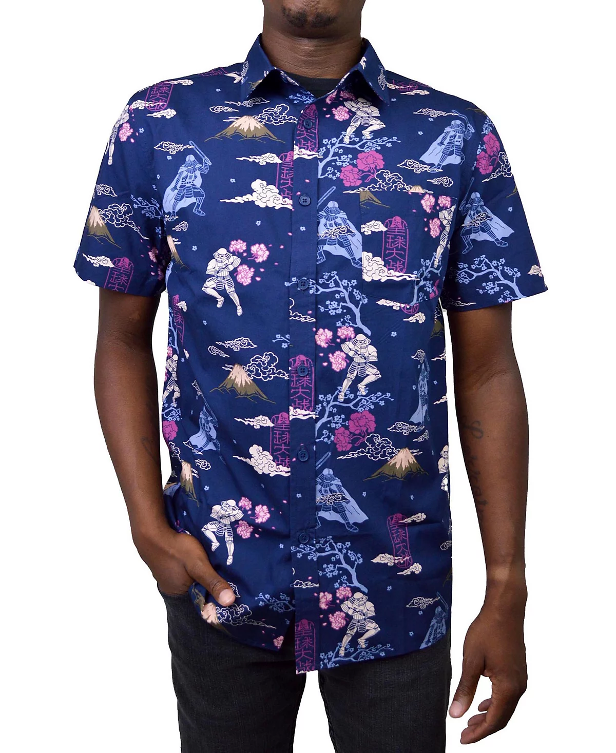 Пятое Солнце Fifth Sun Мужская самурайская тканая рубашка с короткими рукавами 9490₽