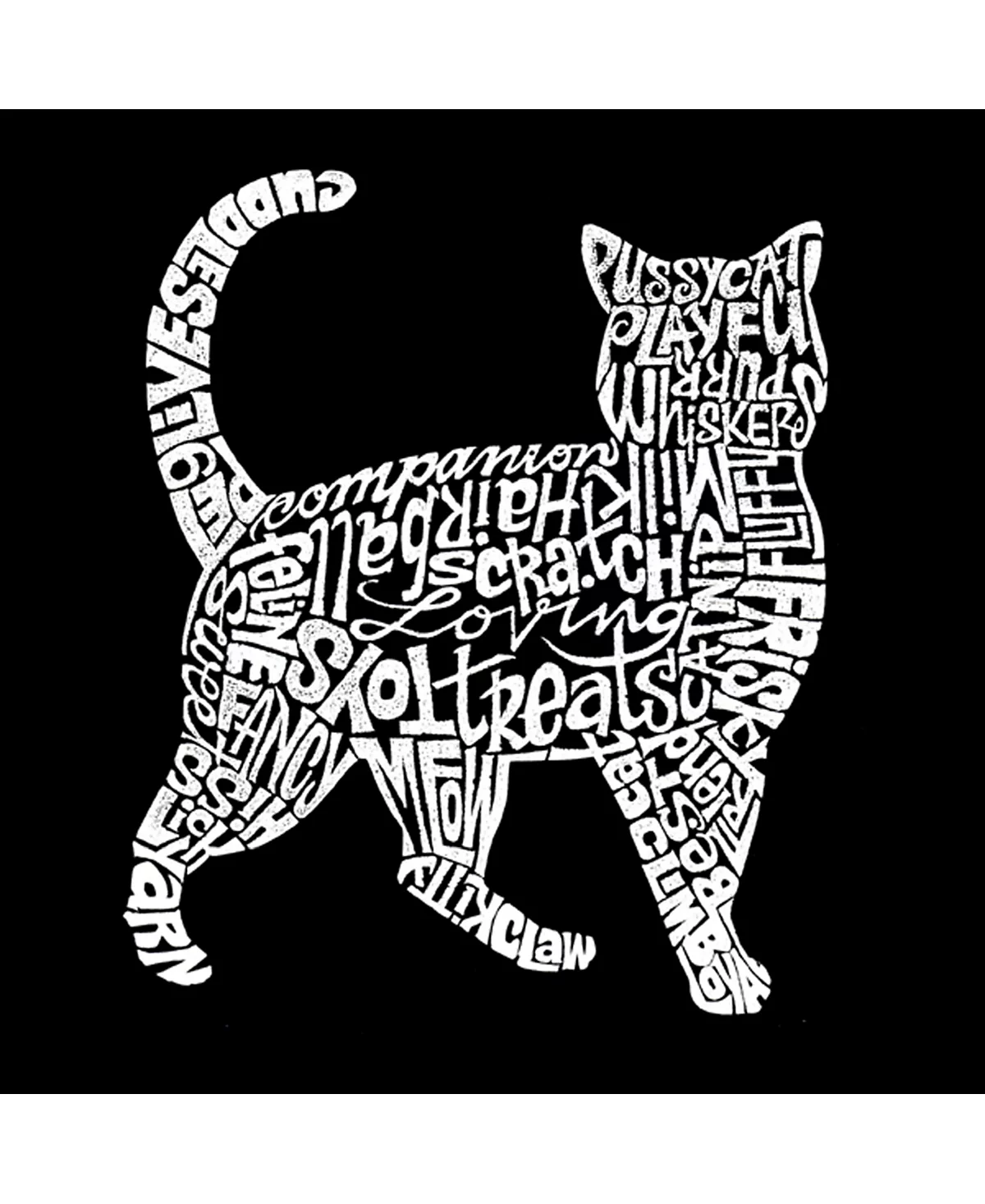 LA Pop Art Мужская толстовка с капюшоном в стиле Word Art - Кошка