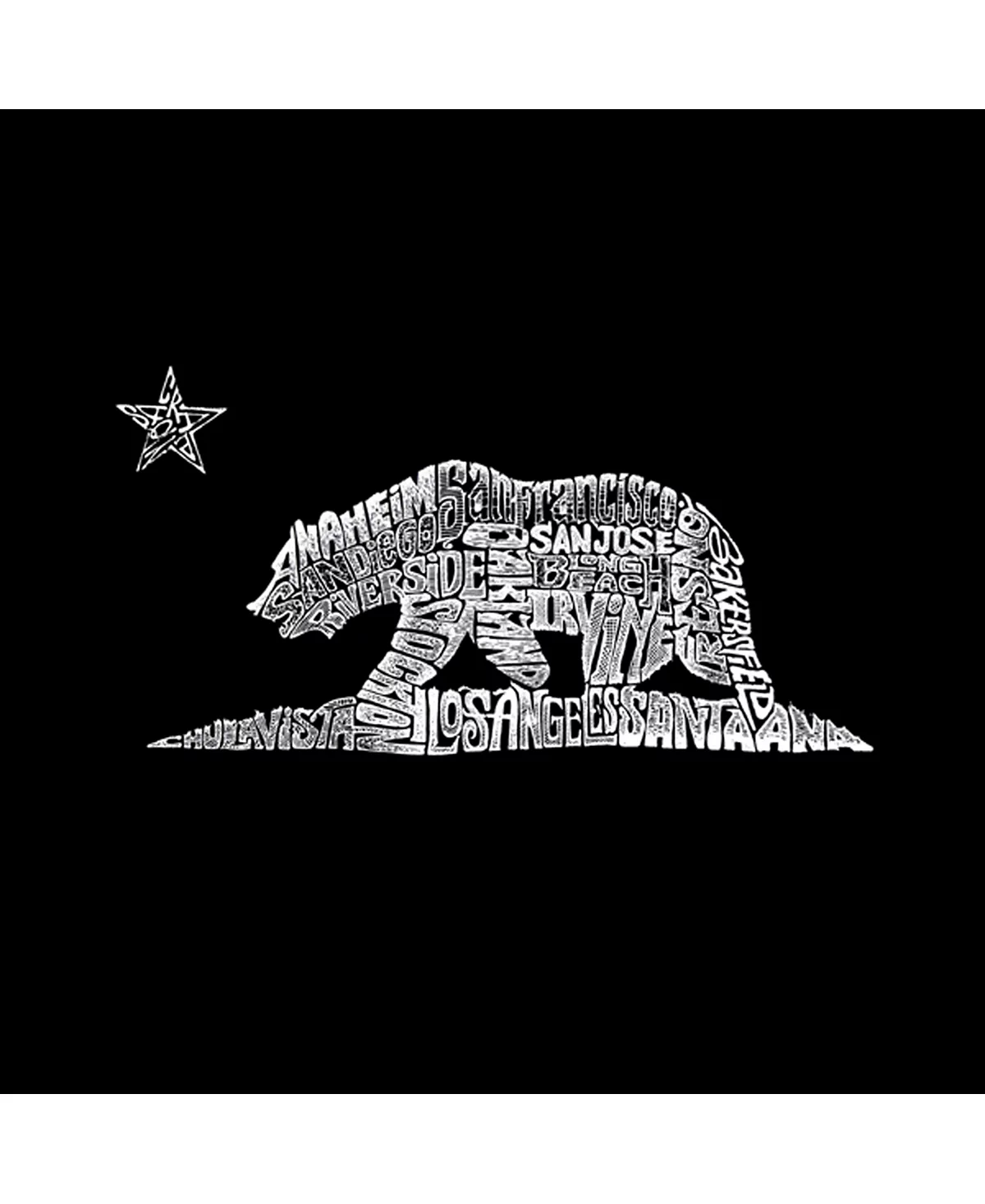LA Pop Art Мужская футболка с длинным рукавом в стиле Word Art- California Bear