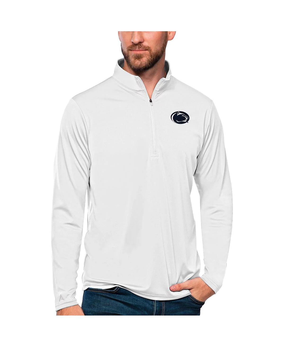 Antigua Мужская футболка Antigua Mens White Penn State Nittany Lions Tribute с застежкой-молнией