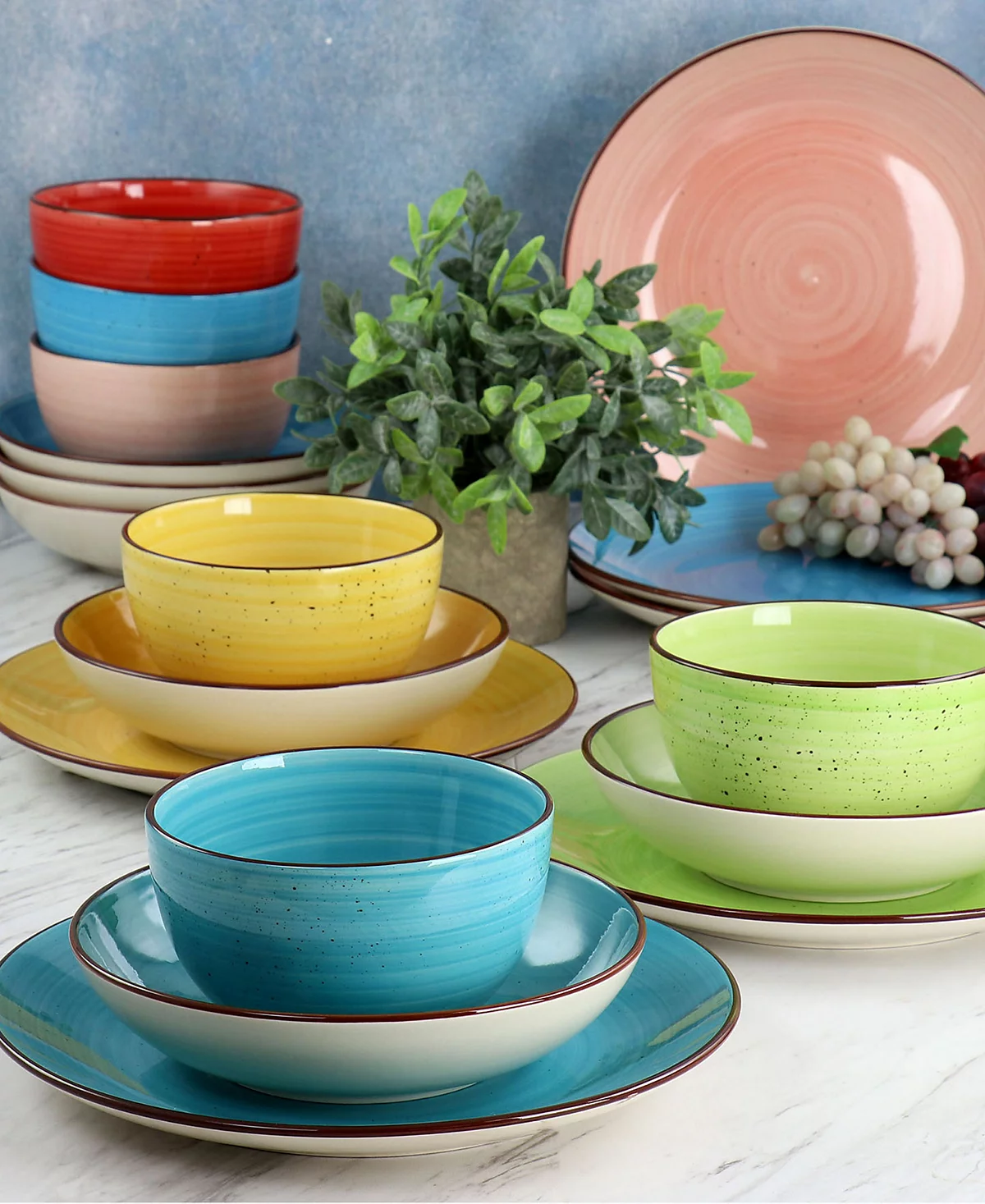 Набор керамической посуды Elama Elama Sebastian из 18 предметов с двойной чашей, сервиз на 6 персон