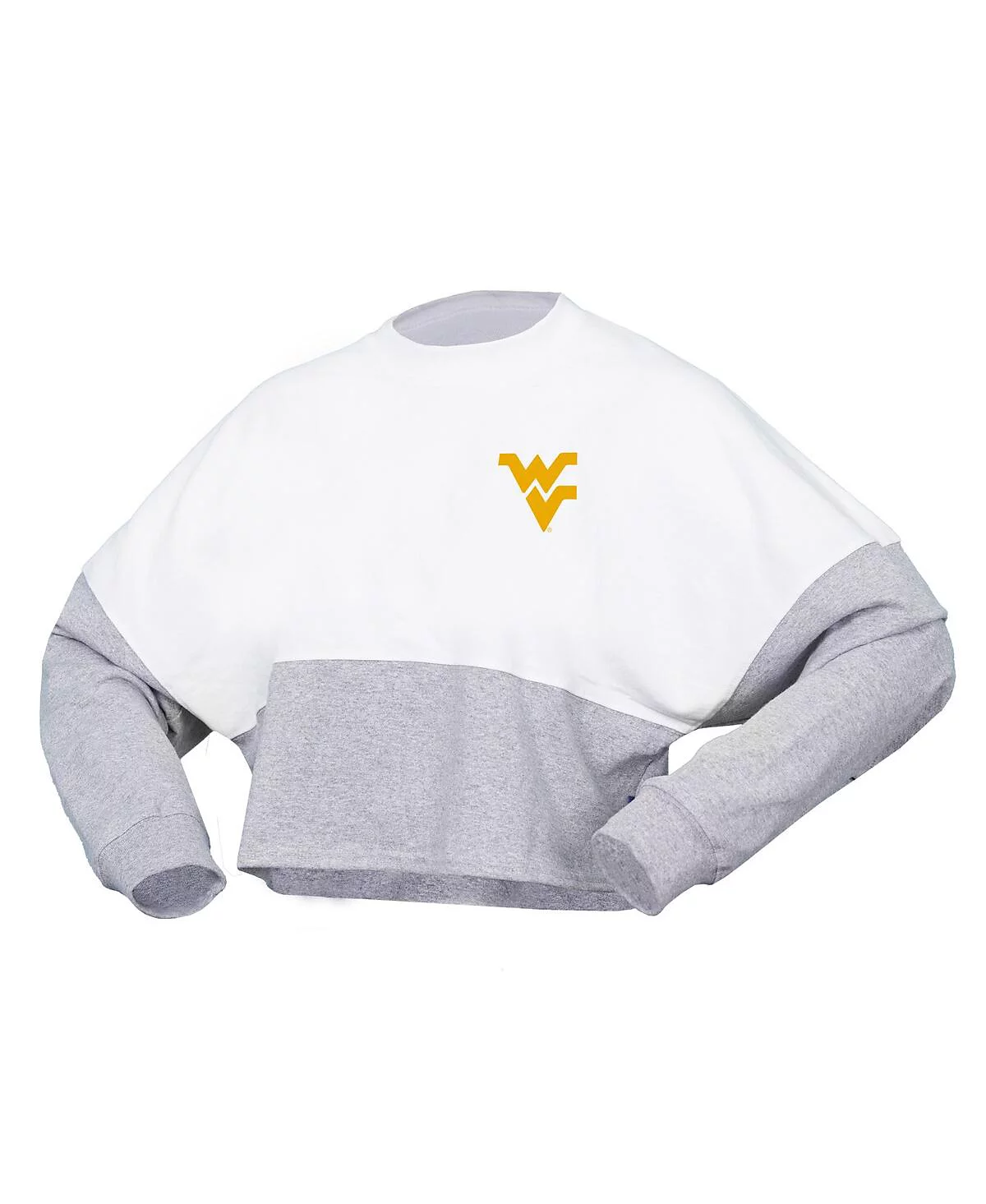 Женская футболка Spirit Jersey White West Virginia Mountaineers Heather Block из укороченного джерси с длинным рукавом