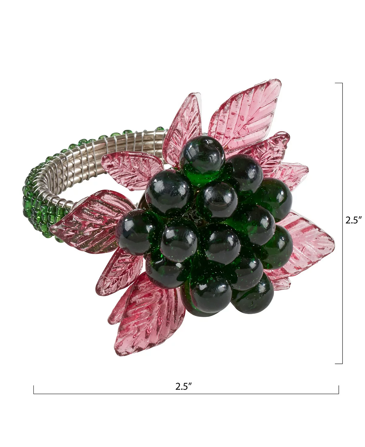 Кольцо для салфеток Saro Lifestyle Saro Lifestyle с цветочным узором и листьями, вышитое бисером, набор из 4