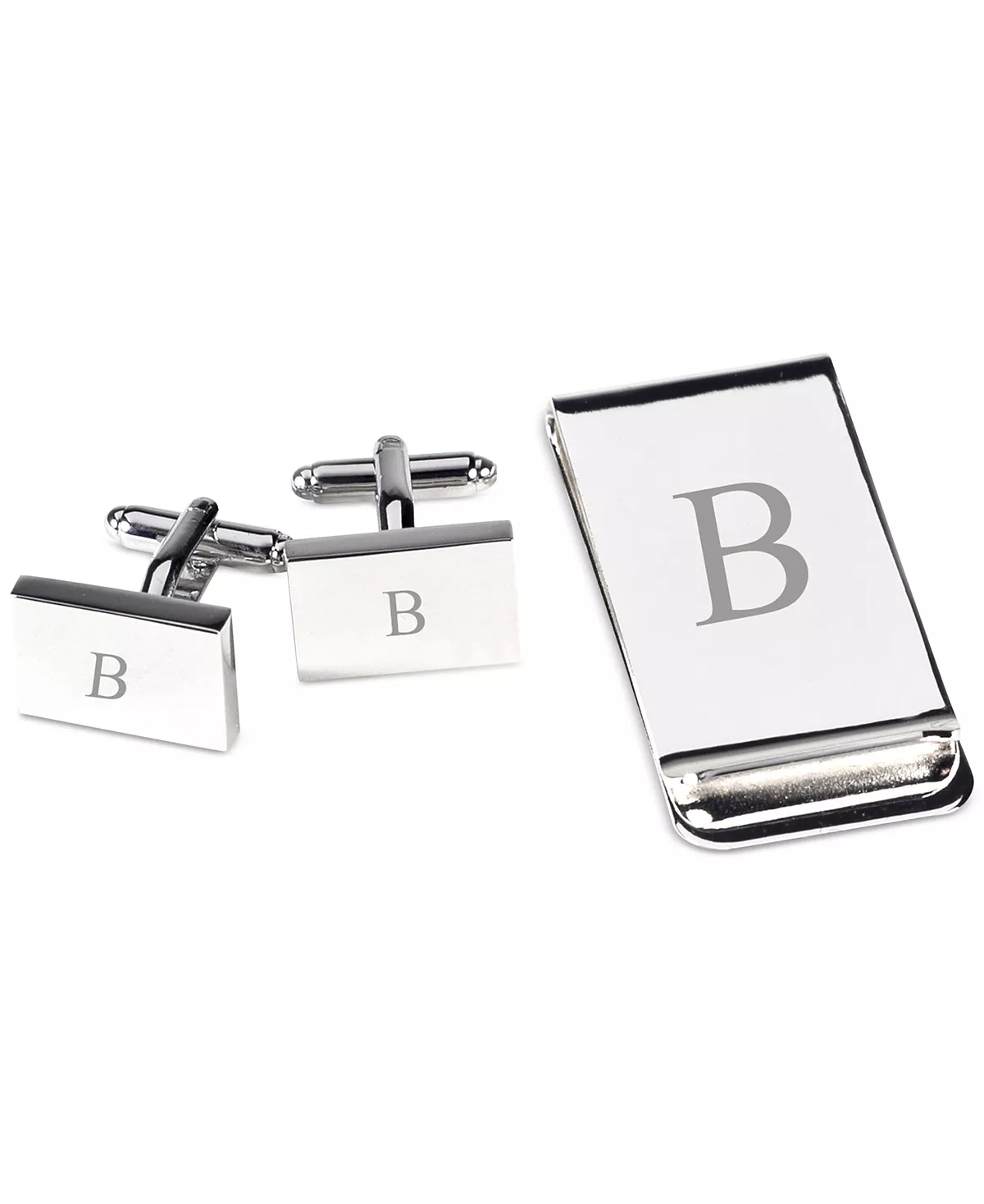 Набор посеребренных запонок и зажимов для денег