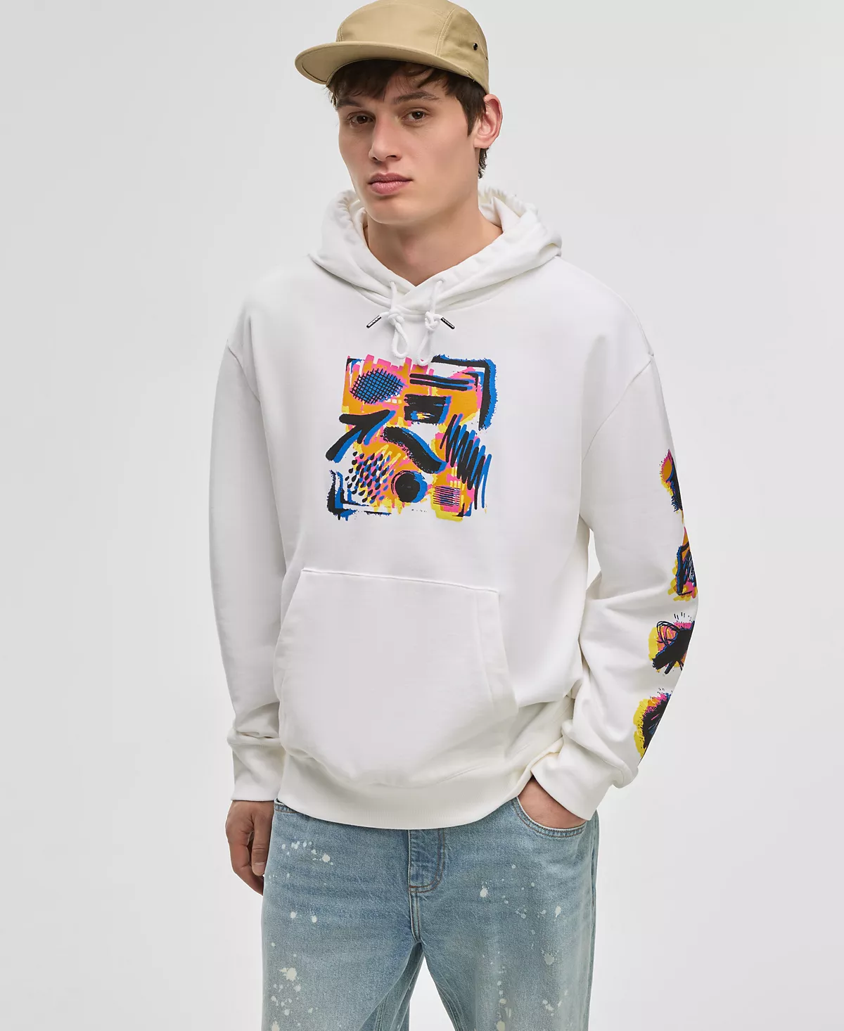 Мужская флисовая хлопковая толстовка с длинным рукавом и трафаретным принтом эксклюзивно от Macys 7890₽