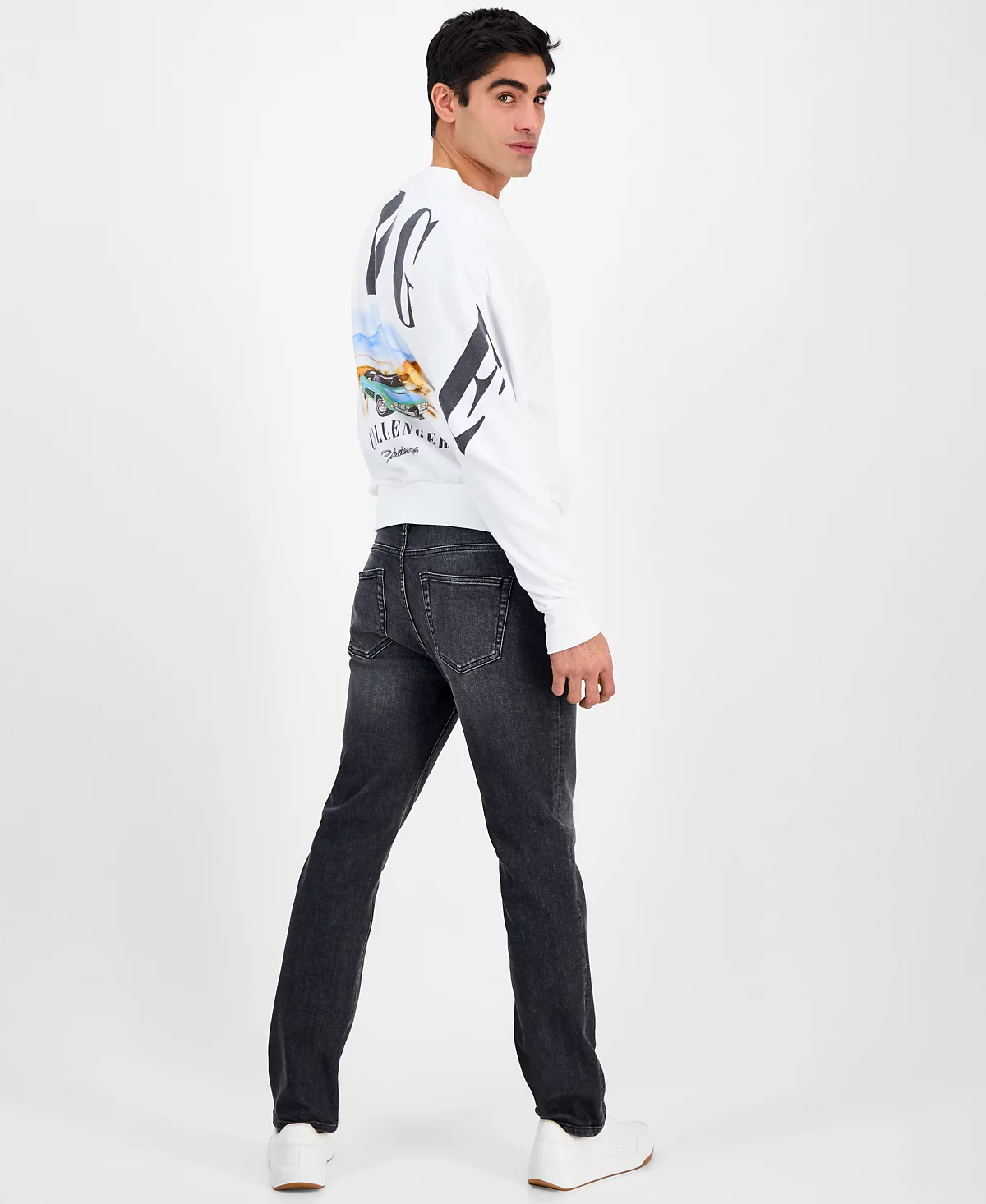 Мужская толстовка Ford Tai Apparel свободного кроя с длинным рукавом и круглым вырезом горловины с графическим рисунком