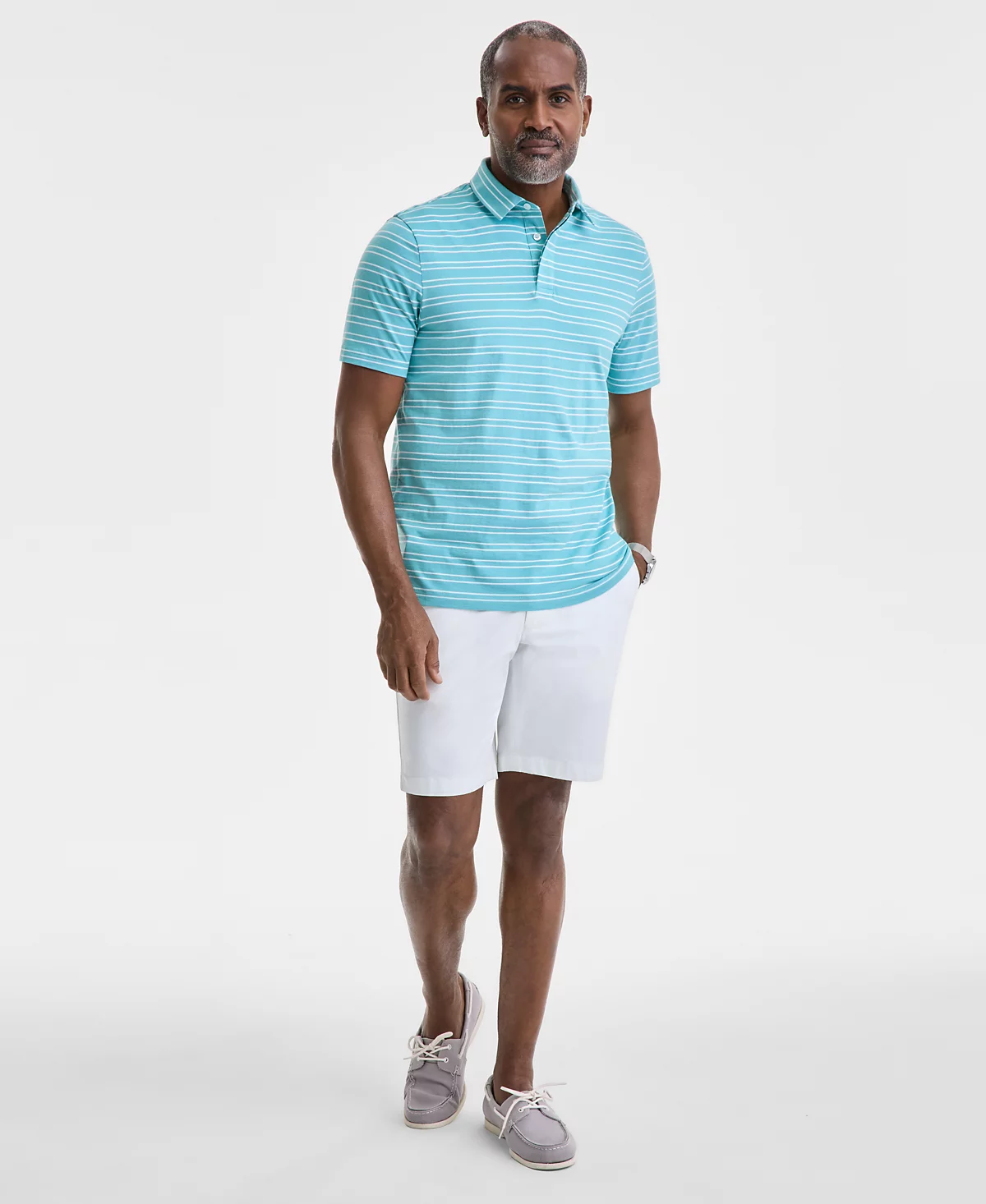 Мужская рубашка поло Carter из хлопка Pima в полоску обычного кроя от Club Room эксклюзивно представленная в Macys 9090₽