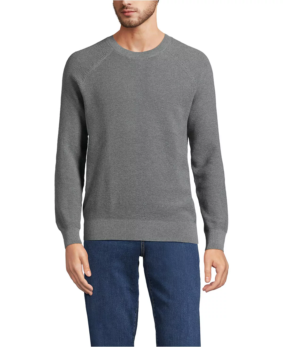 Мужской хлопчатобумажный кашемировый свитер с длинными рукавами и вафлями 10290₽