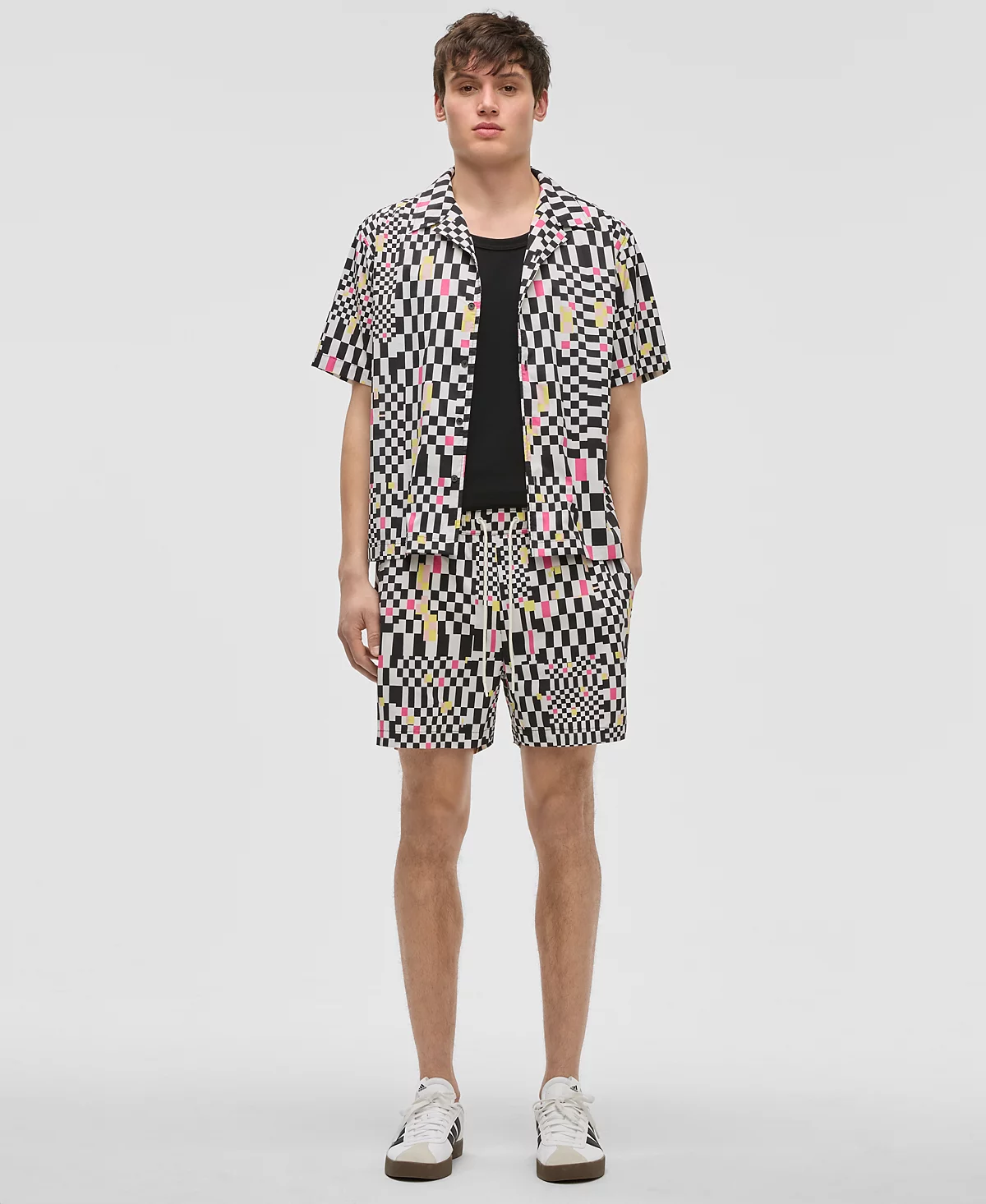 Мужская рубашка свободного кроя в смешанную клетку Mode of One с принтом на пуговицах эксклюзивно в Macys 11290₽