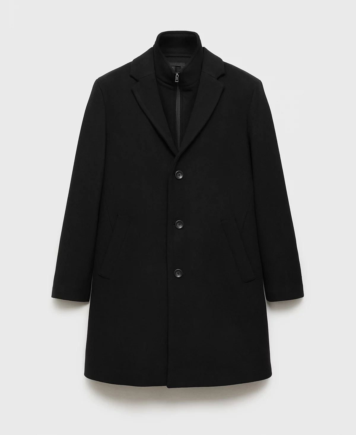 Мужское шерстяное пальто Mango со съемным капюшоном 38090₽